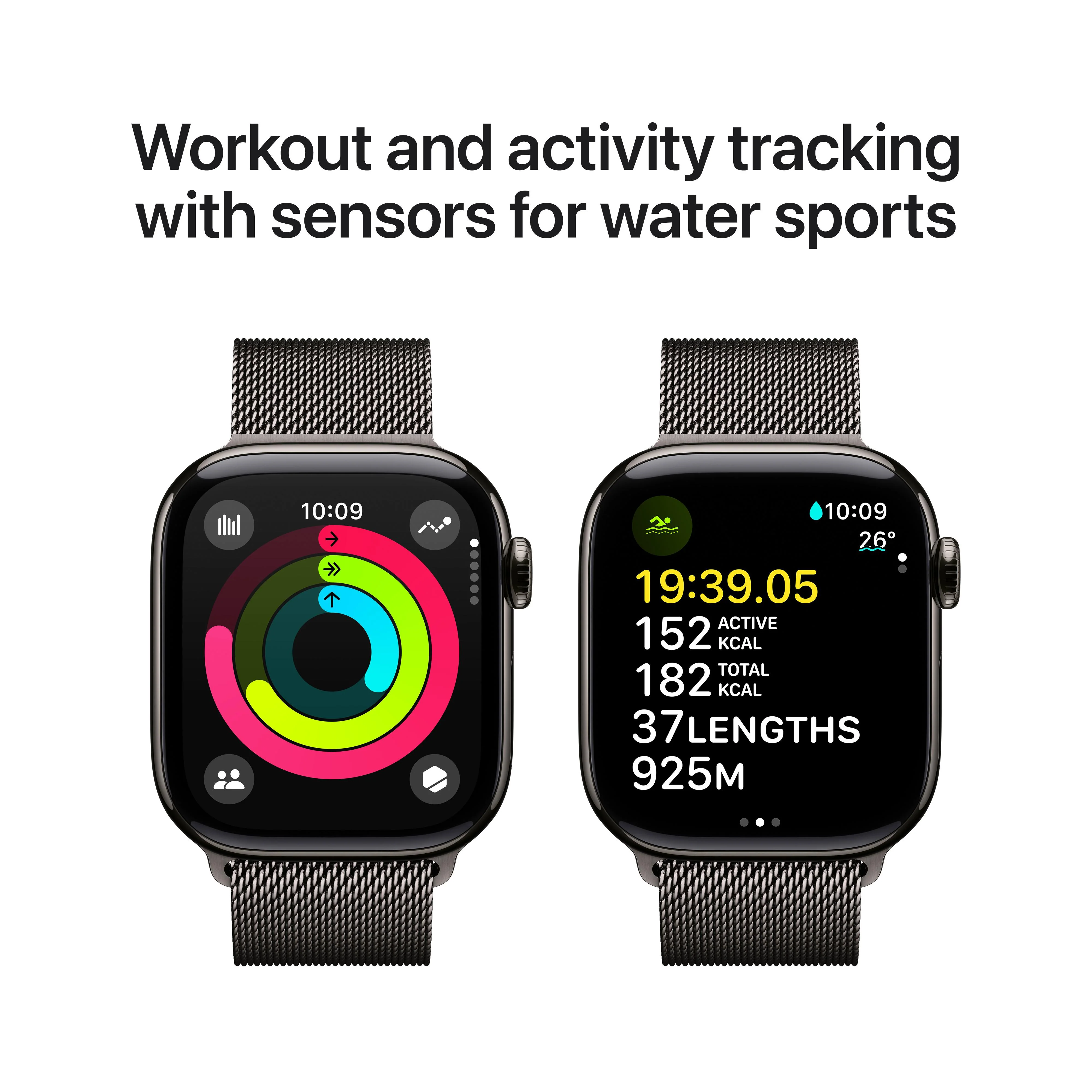 Apple Watch Series 10 GPS + Cellular 42mm Slate Titanium Case with Slate Milanese Loop - Image 4