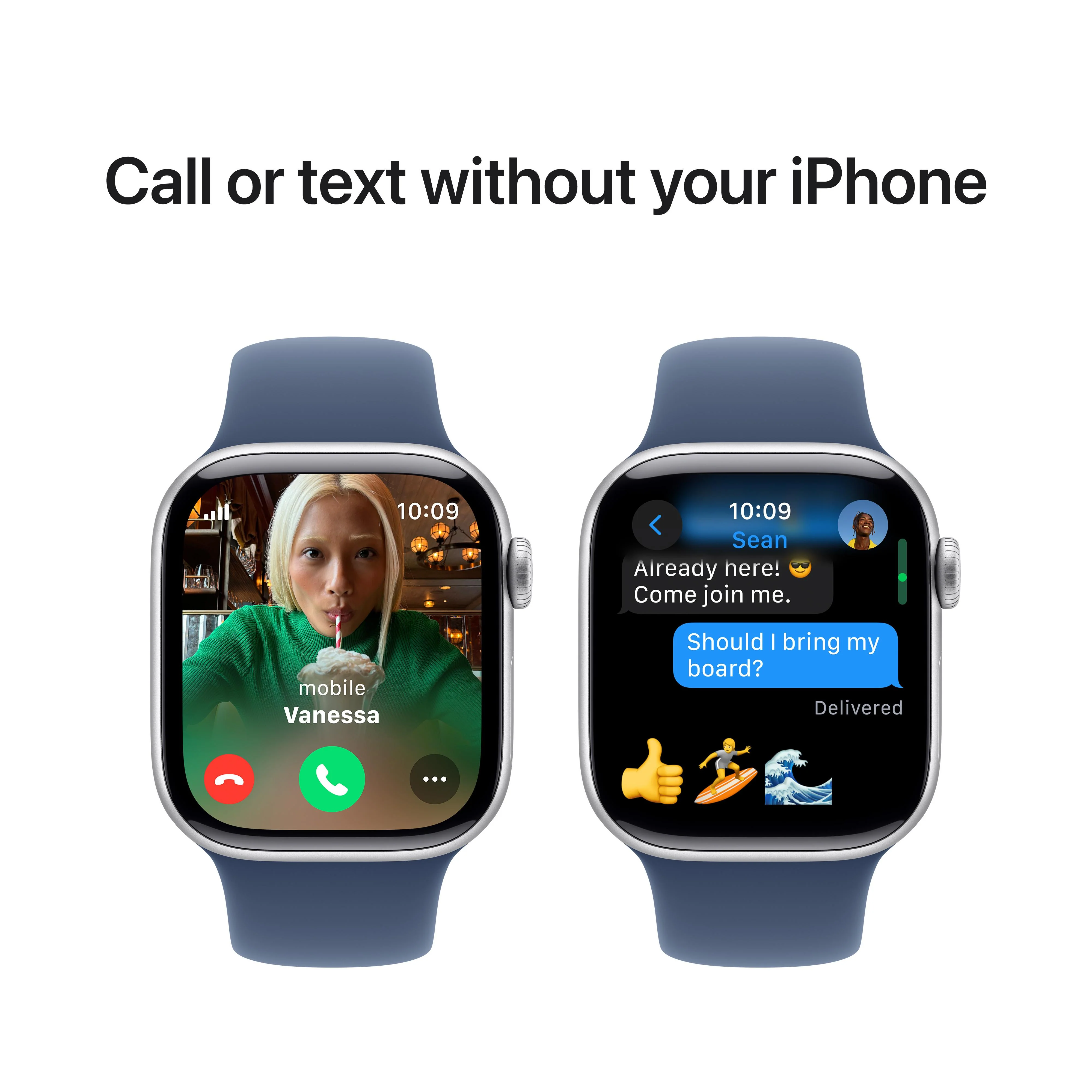 Apple Watch Series 10 GPS + Cellular 42mm Silver Aluminium Case with Denim Sport Band - M/L - Image 7