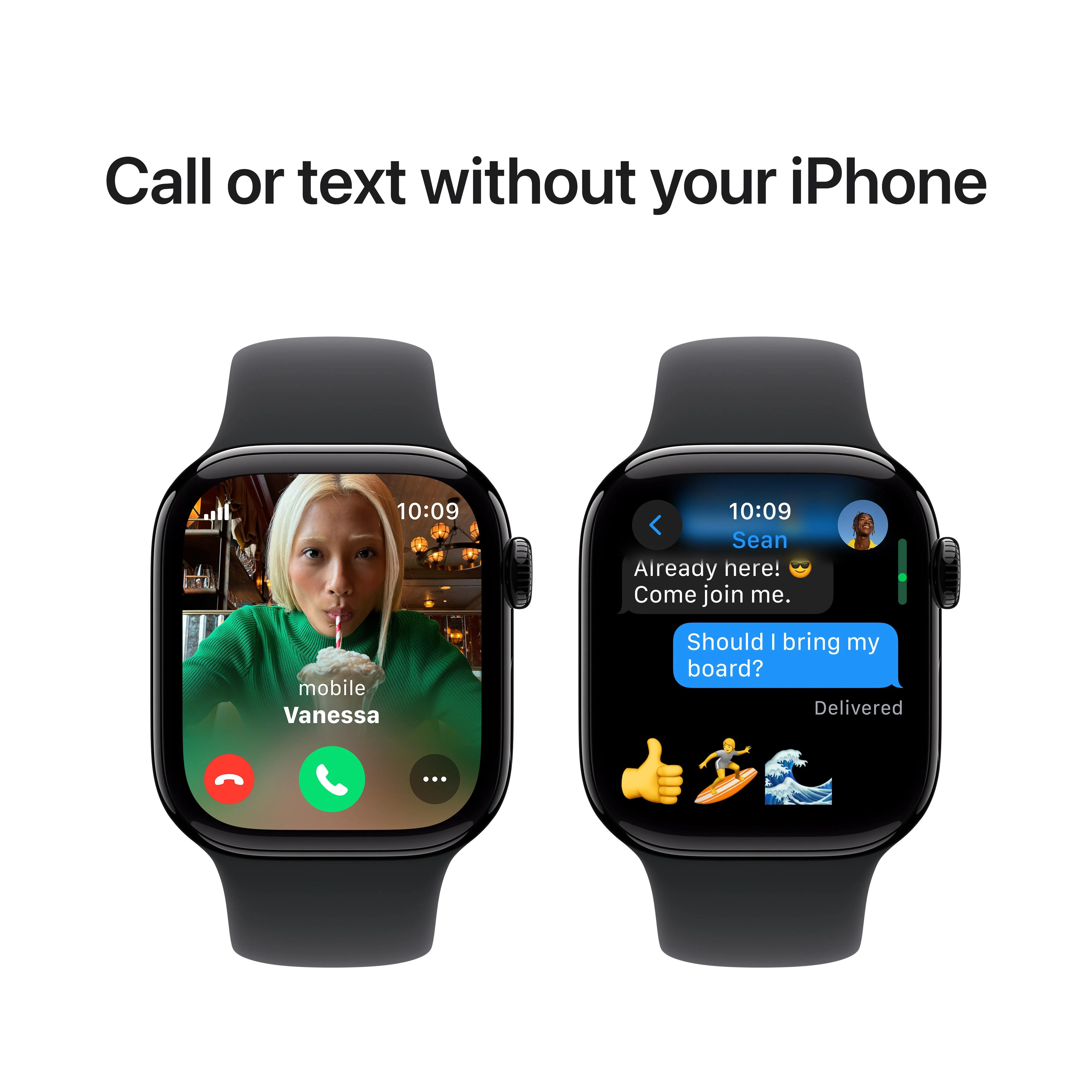 Apple Watch Series 10 GPS + Cellular 42mm Jet Black Aluminium Case with Black Sport Band - S/M - Image 7