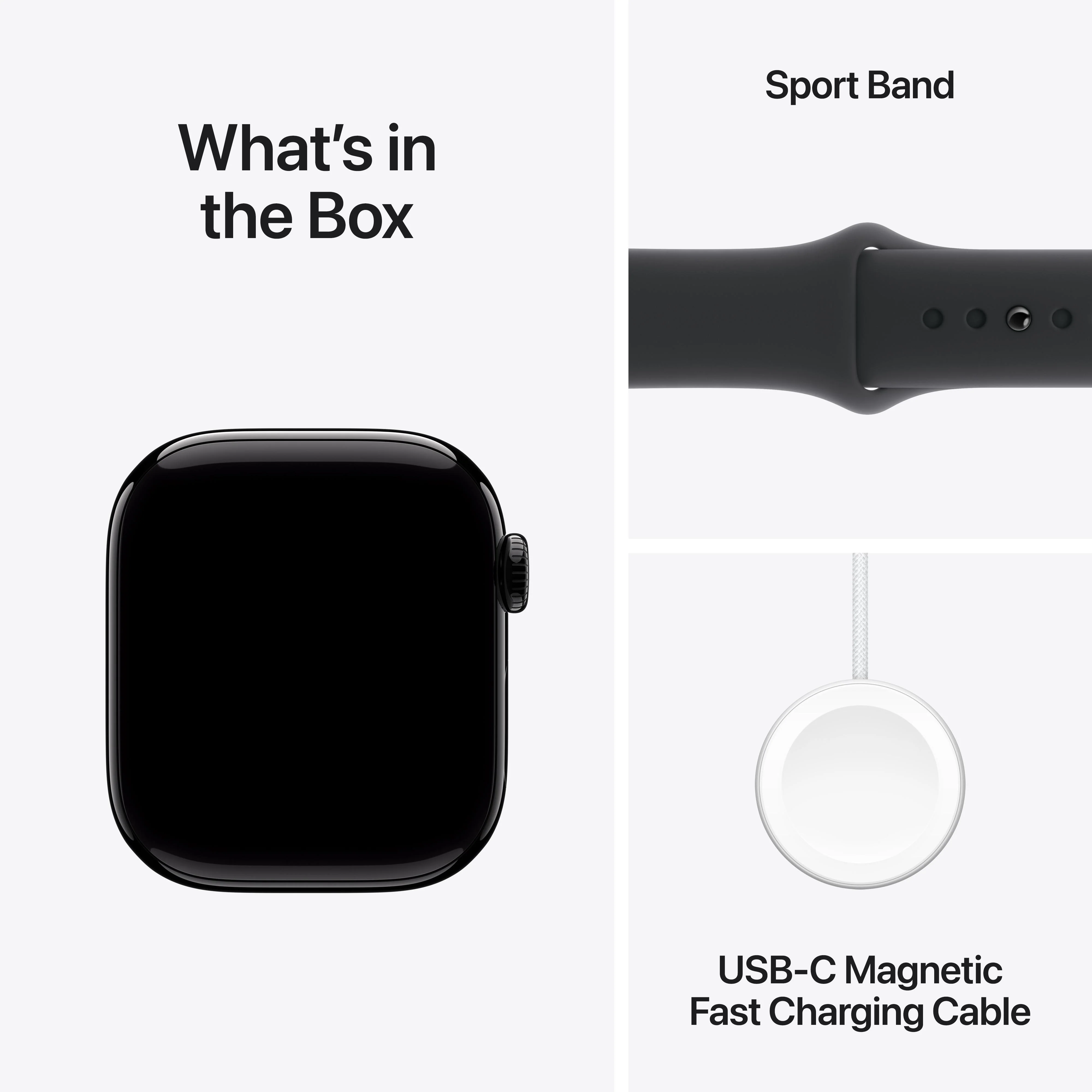 Apple Watch Series 10 GPS + Cellular 42mm Jet Black Aluminium Case with Black Sport Band - S/M - Image 9