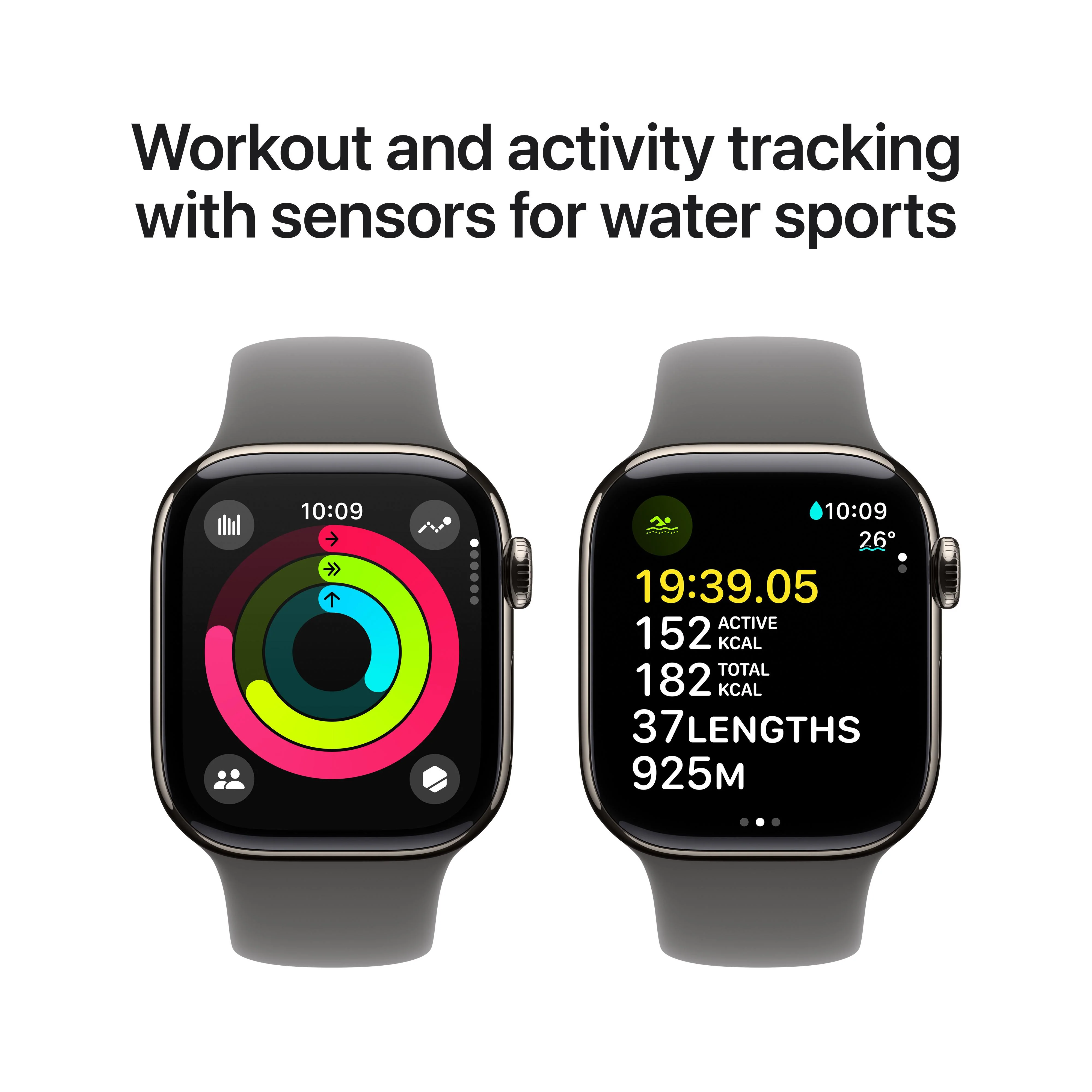 Apple Watch Series 10 GPS + Cellular 42mm Natural Titanium Case with Stone Grey Sport Band - S/M - Image 4