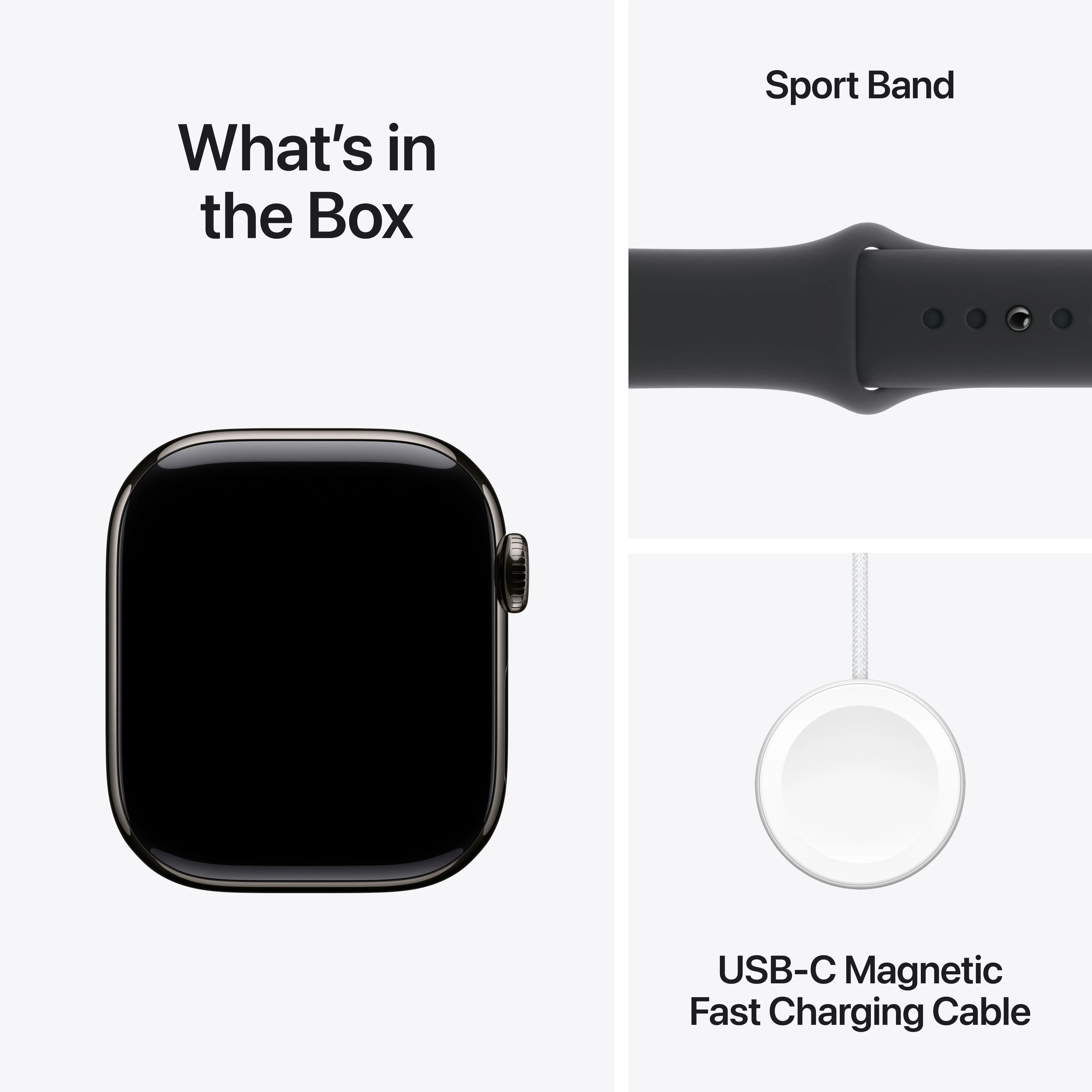 Apple Watch Series 10 GPS + Cellular 42mm Slate Titanium Case with Black Sport Band - M/L - Image 9