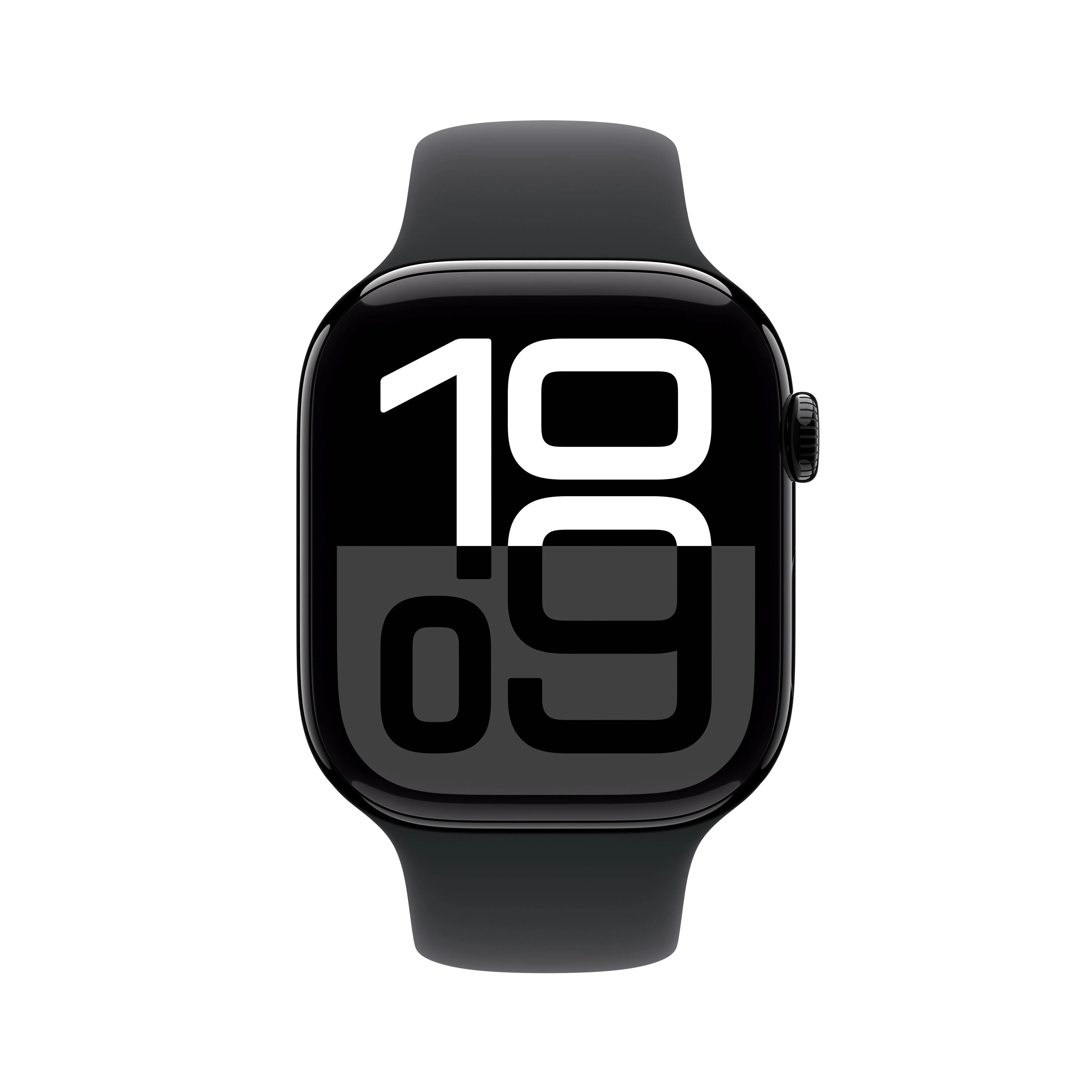 Apple Watch Series 10 GPS + Cellular 46mm Jet Black Aluminium Case with Black Sport Band - S/M - Image 2