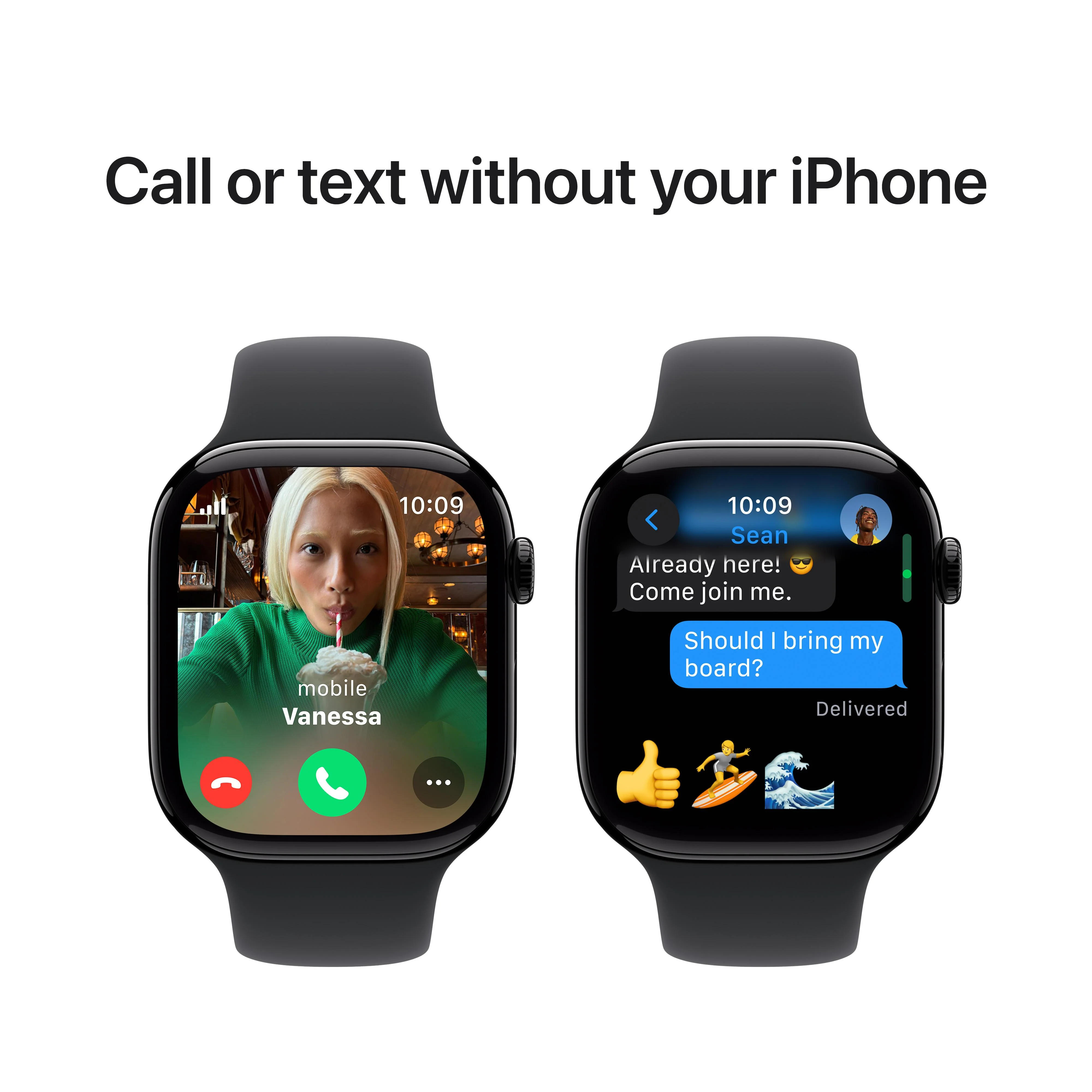 Apple Watch Series 10 GPS + Cellular 46mm Jet Black Aluminium Case with Black Sport Band - M/L - Image 7