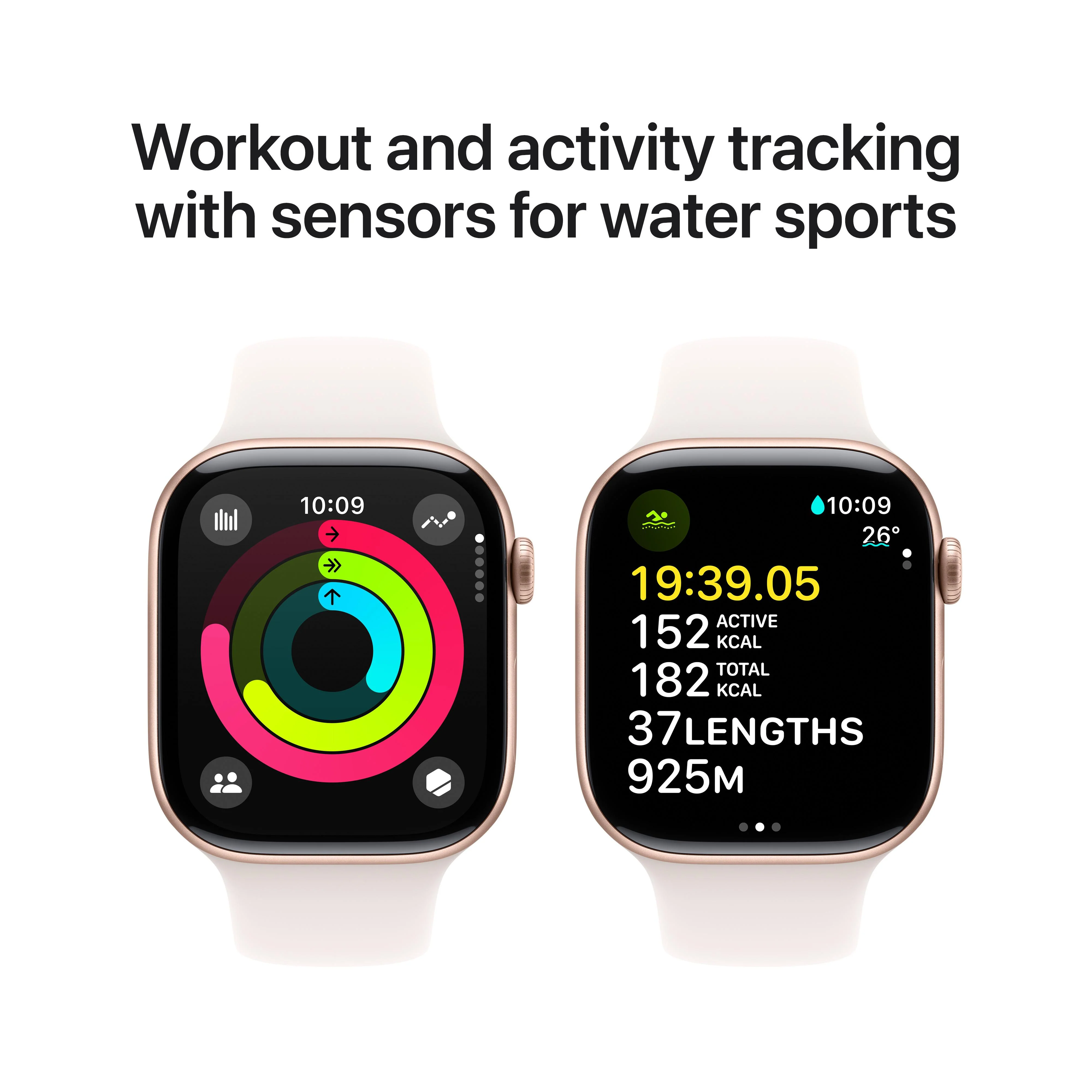 Apple Watch Series 10 GPS + Cellular 46mm Rose Gold Aluminium Case with Light Blush Sport Band - S/M - Image 4