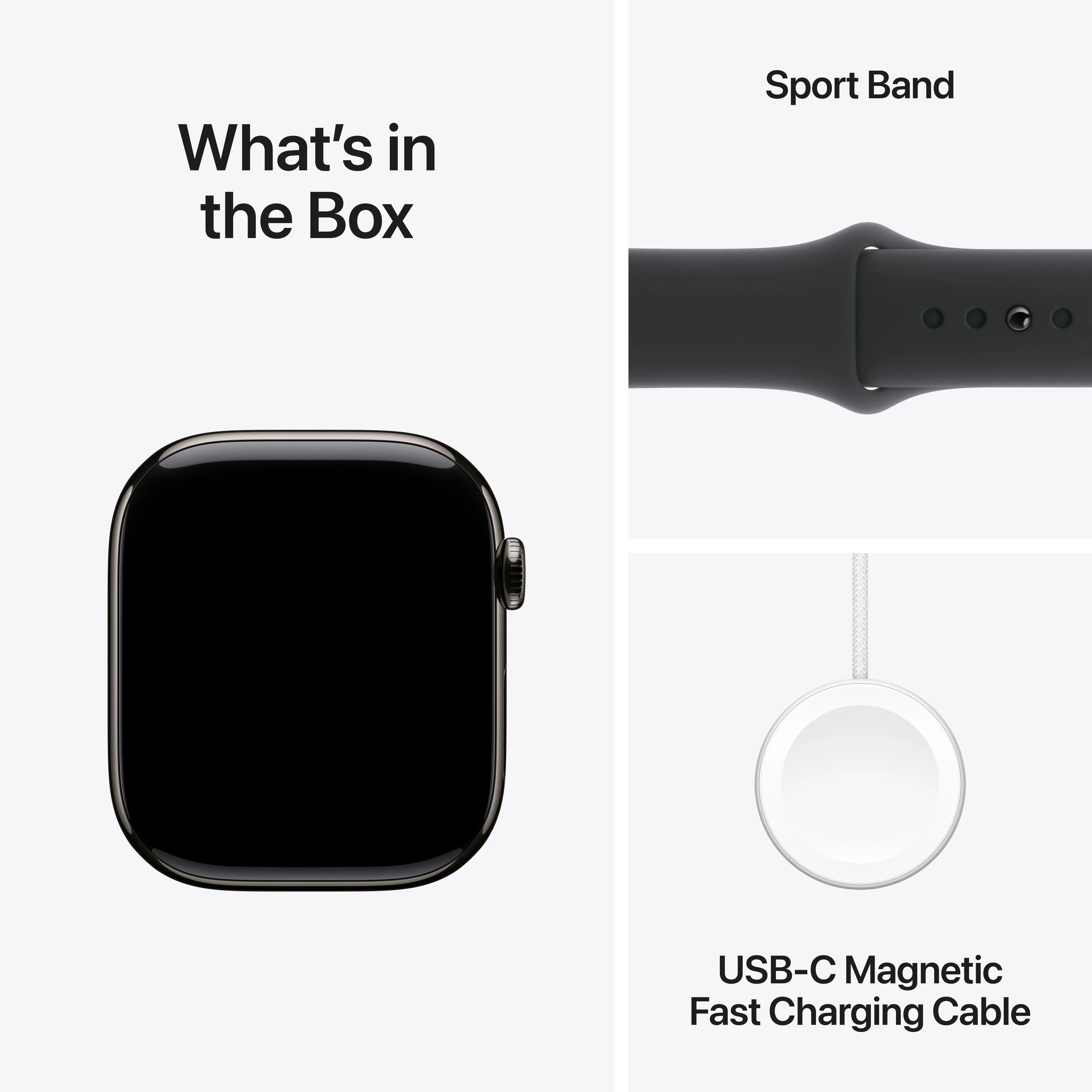 Apple Watch Series 10 GPS + Cellular 46mm Slate Titanium Case with Black Sport Band - S/M - Image 9
