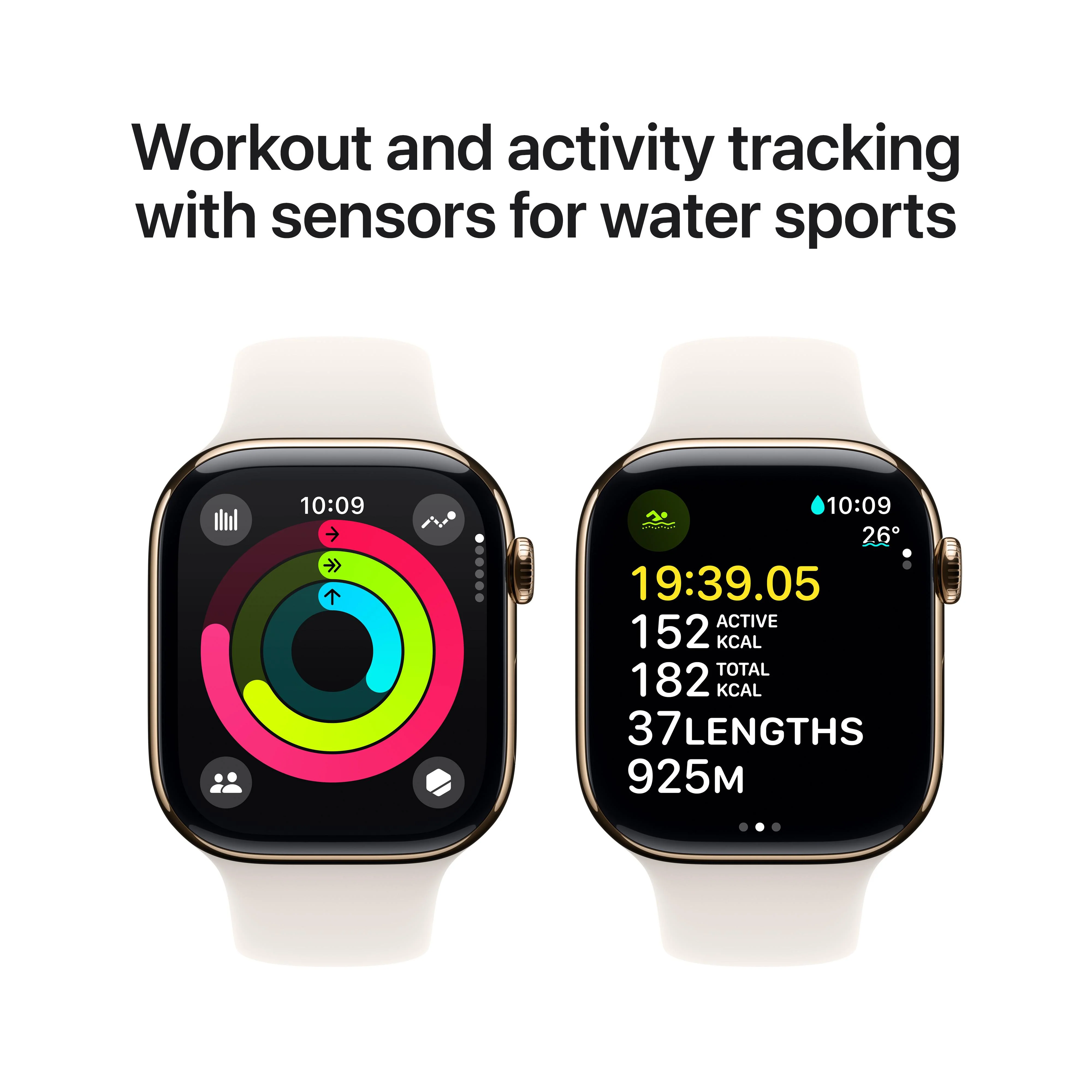 Apple Watch Series 10 GPS + Cellular 46mm Gold Titanium Case with Starlight Sport Band - M/L - Image 4