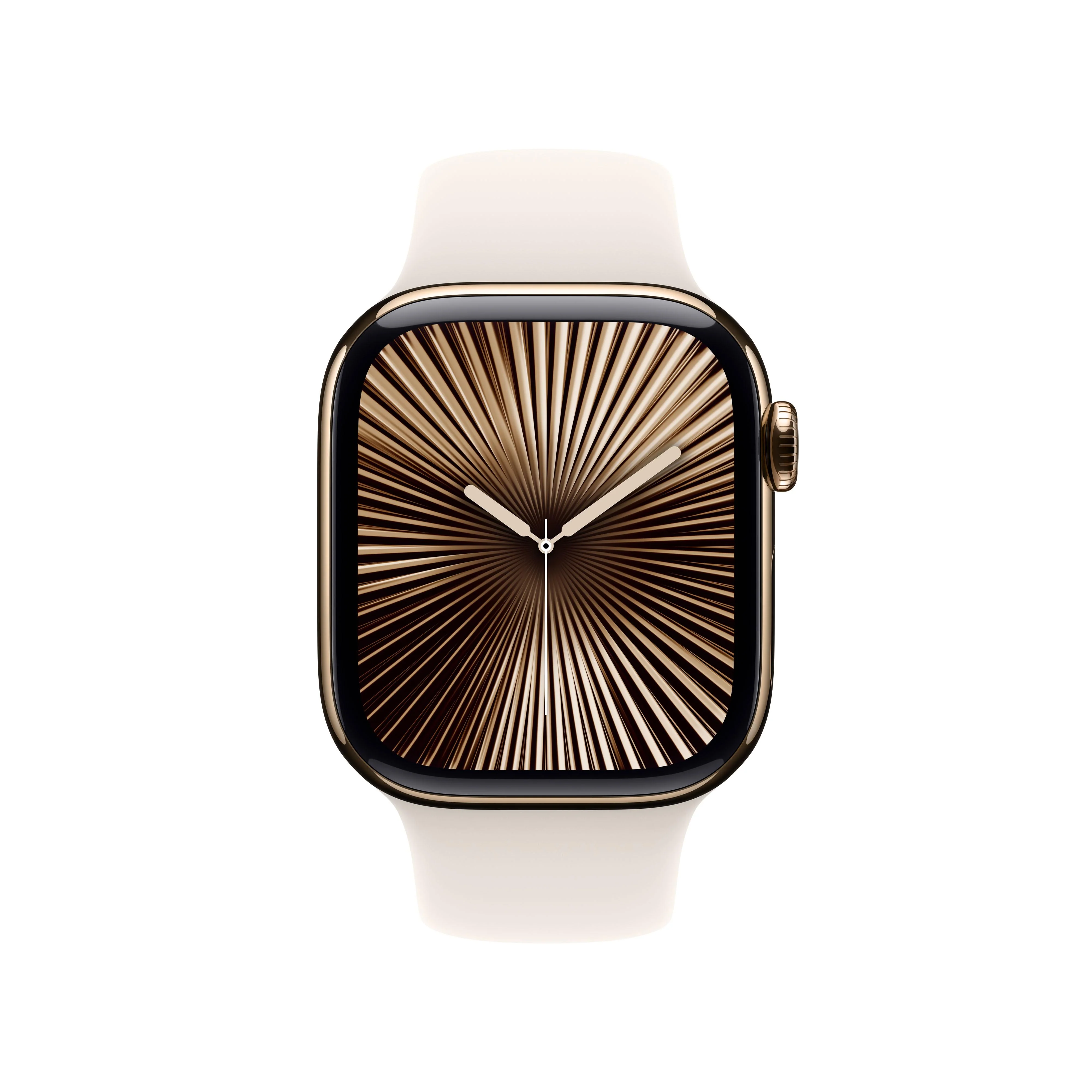 Apple Watch Series 10 GPS + Cellular 42mm Gold Titanium Case with Starlight Sport Band - S/M - Image 2