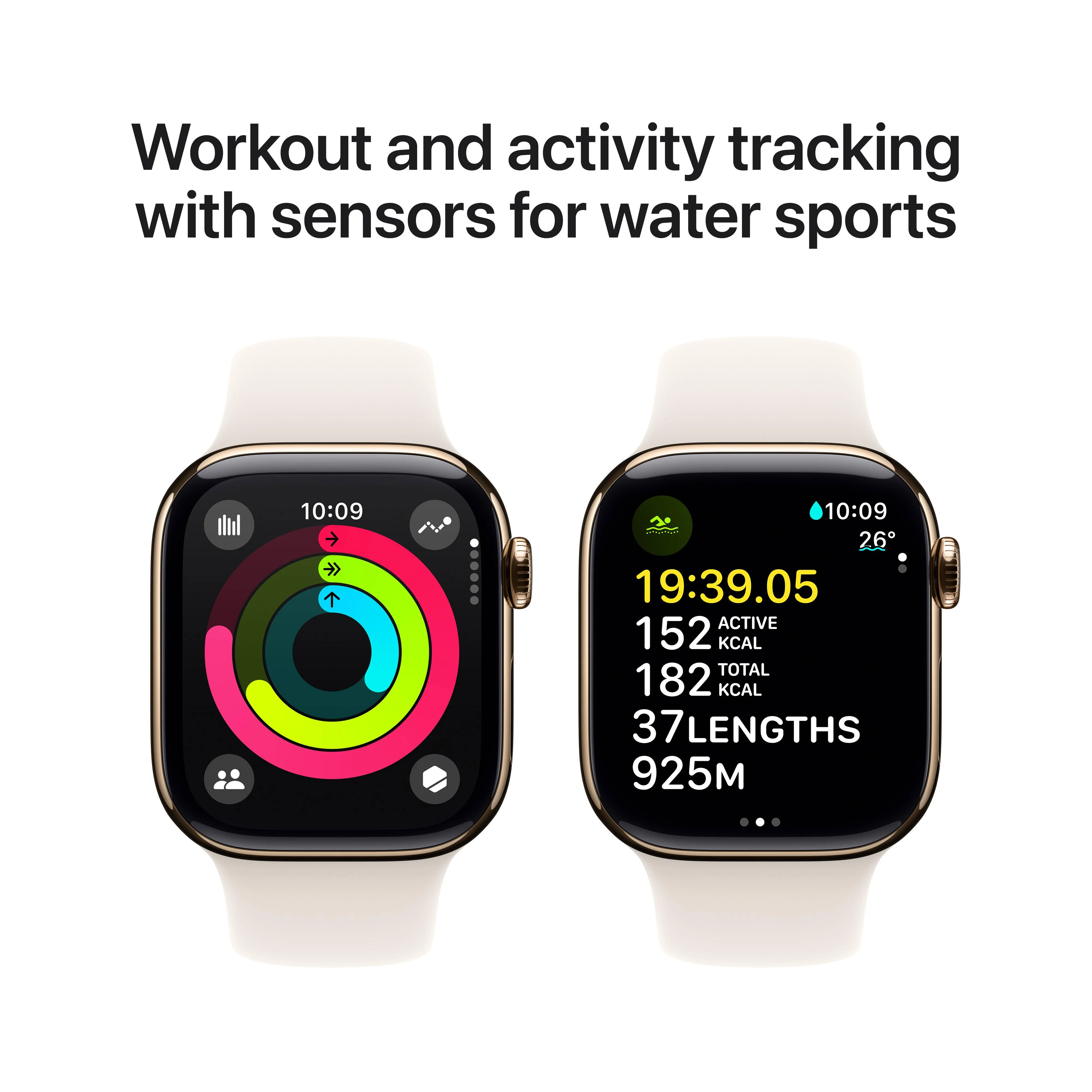 Apple Watch Series 10 GPS + Cellular 42mm Gold Titanium Case with Starlight Sport Band - M/L - Image 4