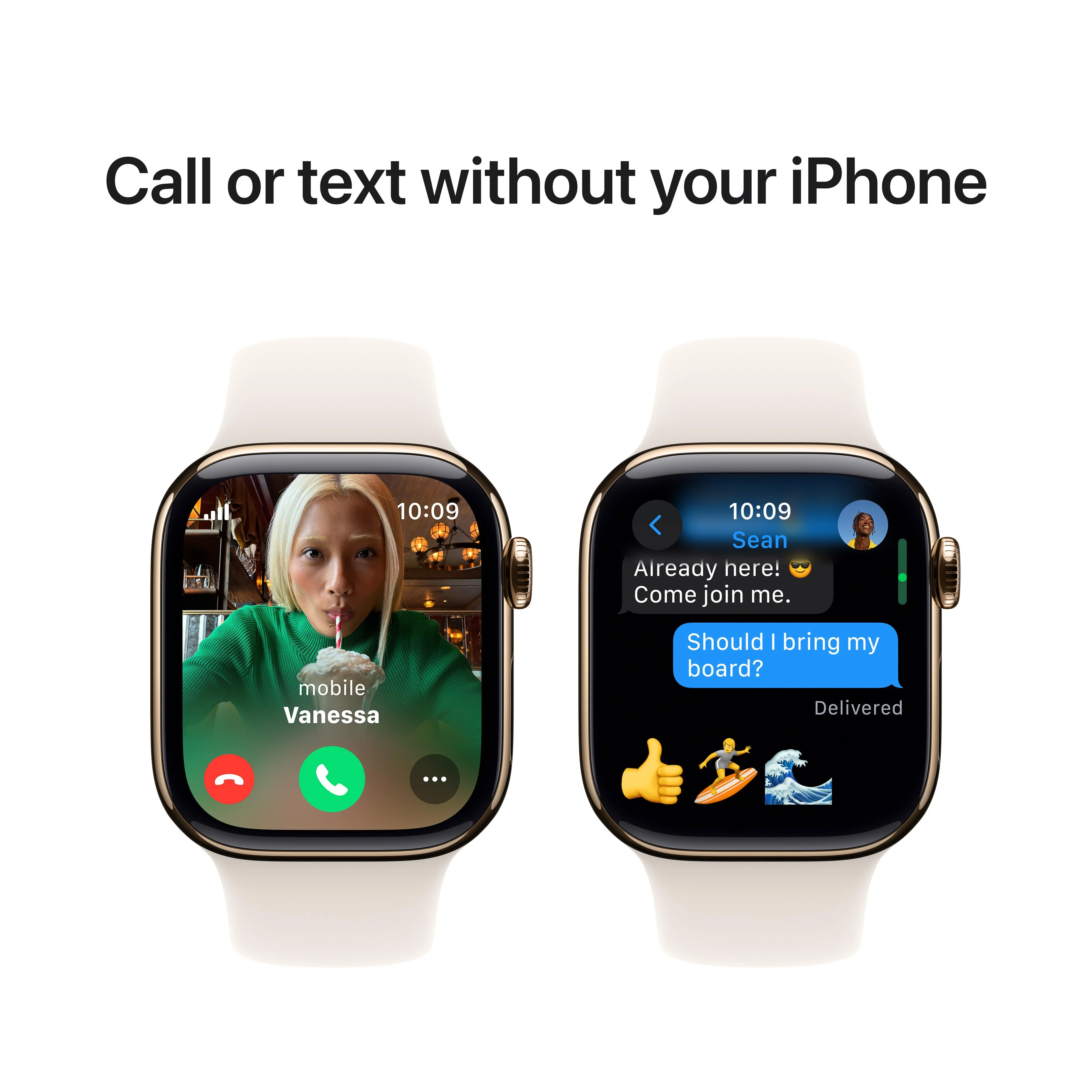 Apple Watch Series 10 GPS + Cellular 42mm Gold Titanium Case with Starlight Sport Band - M/L - Image 7