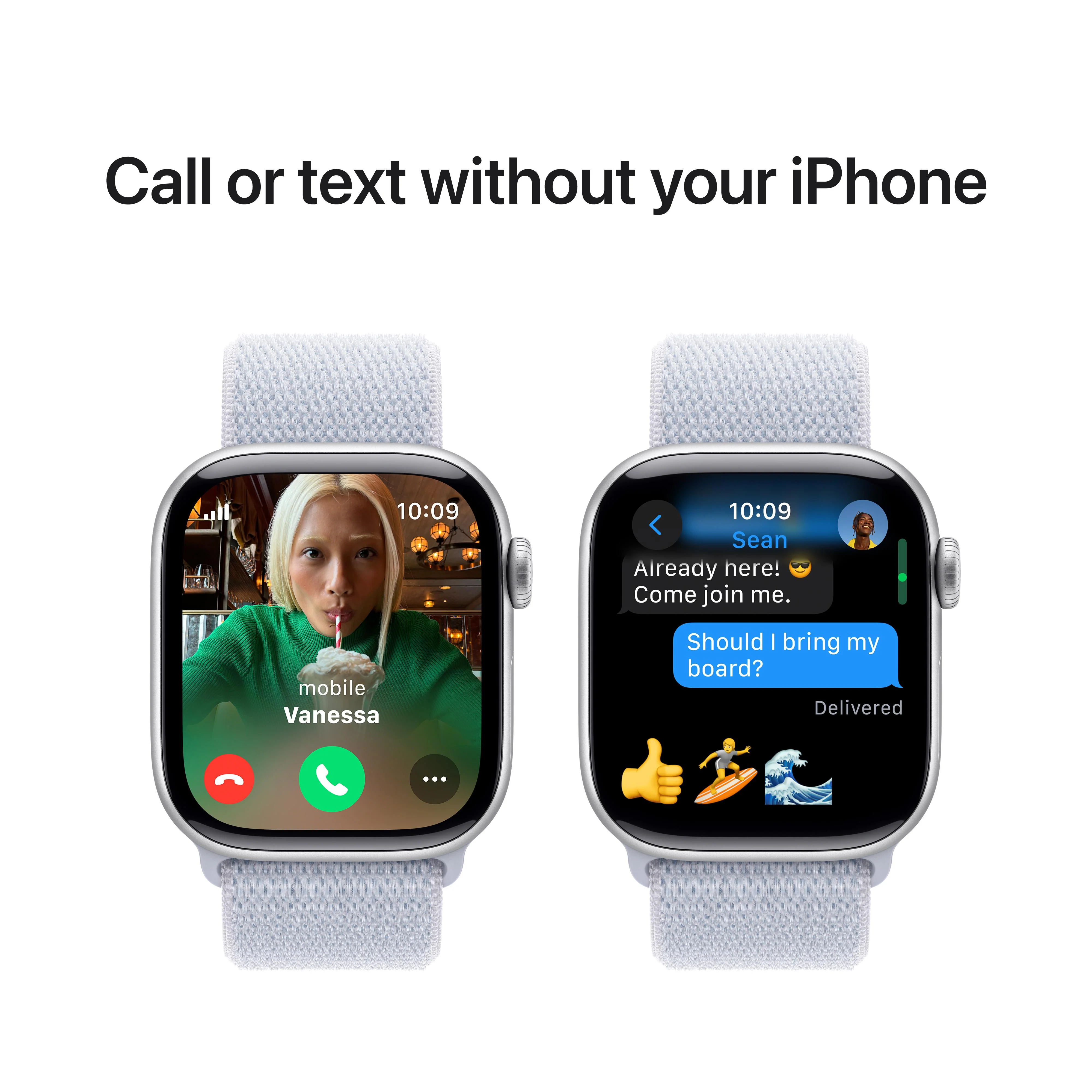 Apple Watch Series 10 GPS + Cellular 42mm Silver Aluminium Case with Blue Cloud Sport Loop - Image 7
