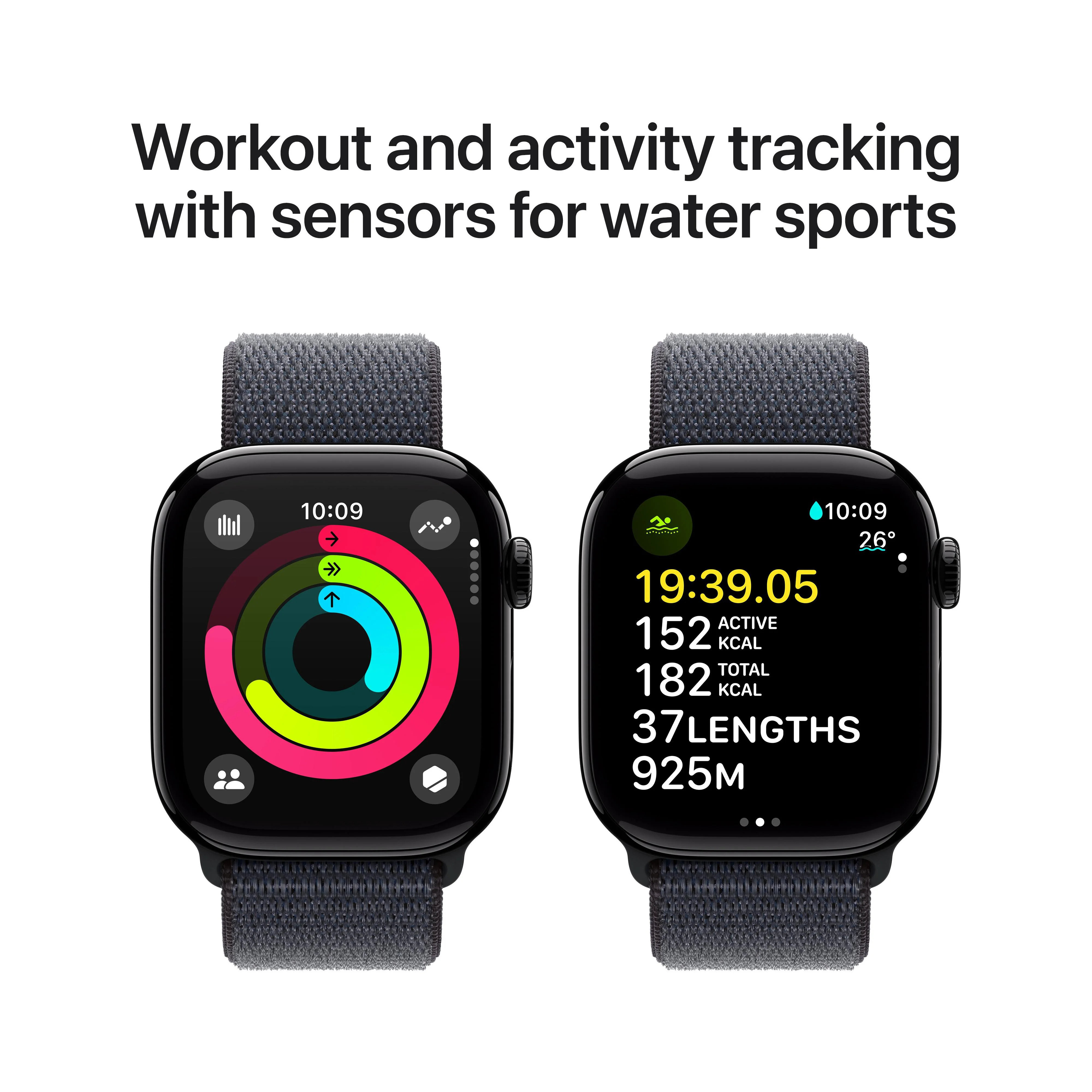 Apple Watch Series 10 GPS + Cellular 42mm Jet Black Aluminium Case with Ink Sport Loop - Image 4