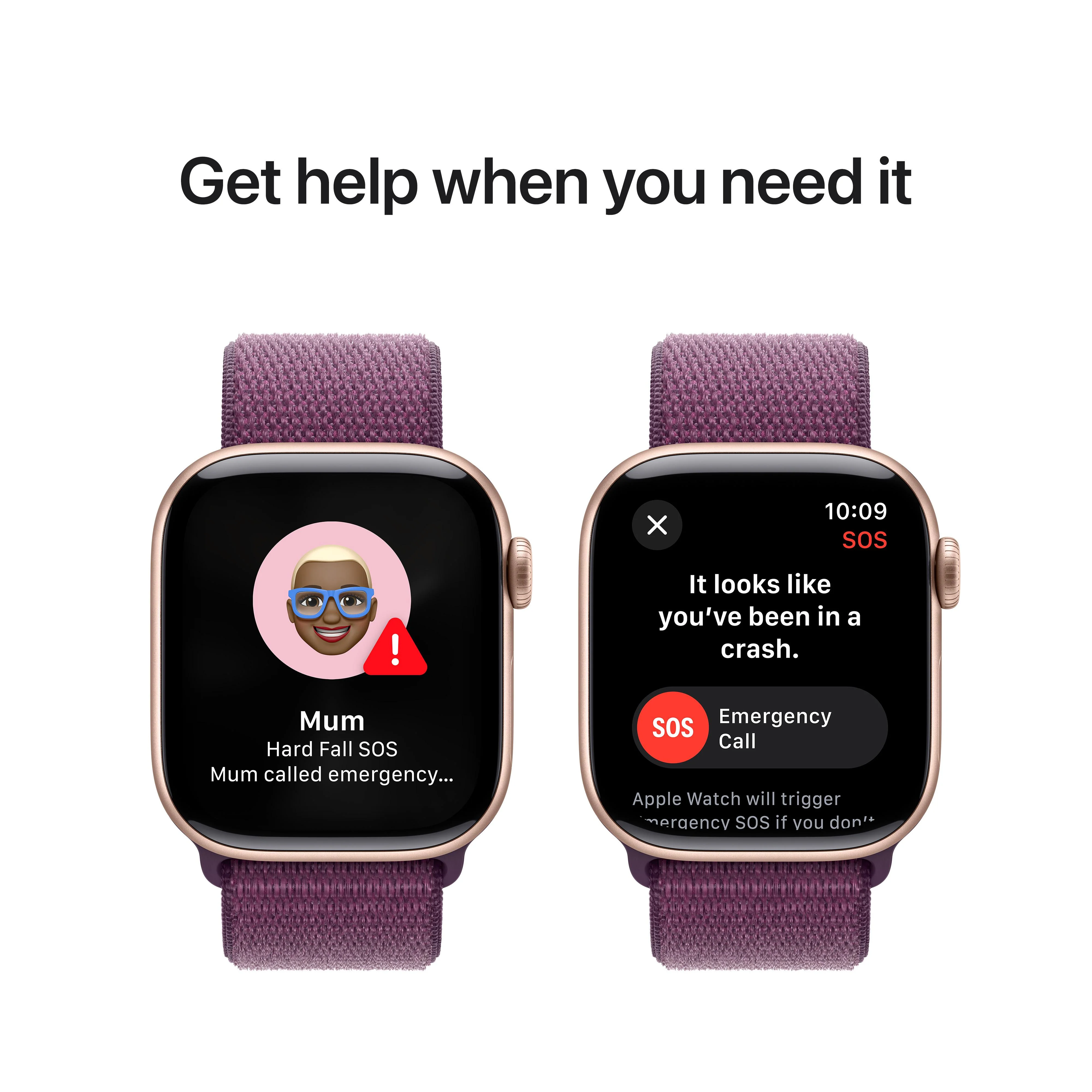 Apple Watch Series 10 GPS + Cellular 42mm Rose Gold Aluminium Case with Plum Sport Loop - Image 6