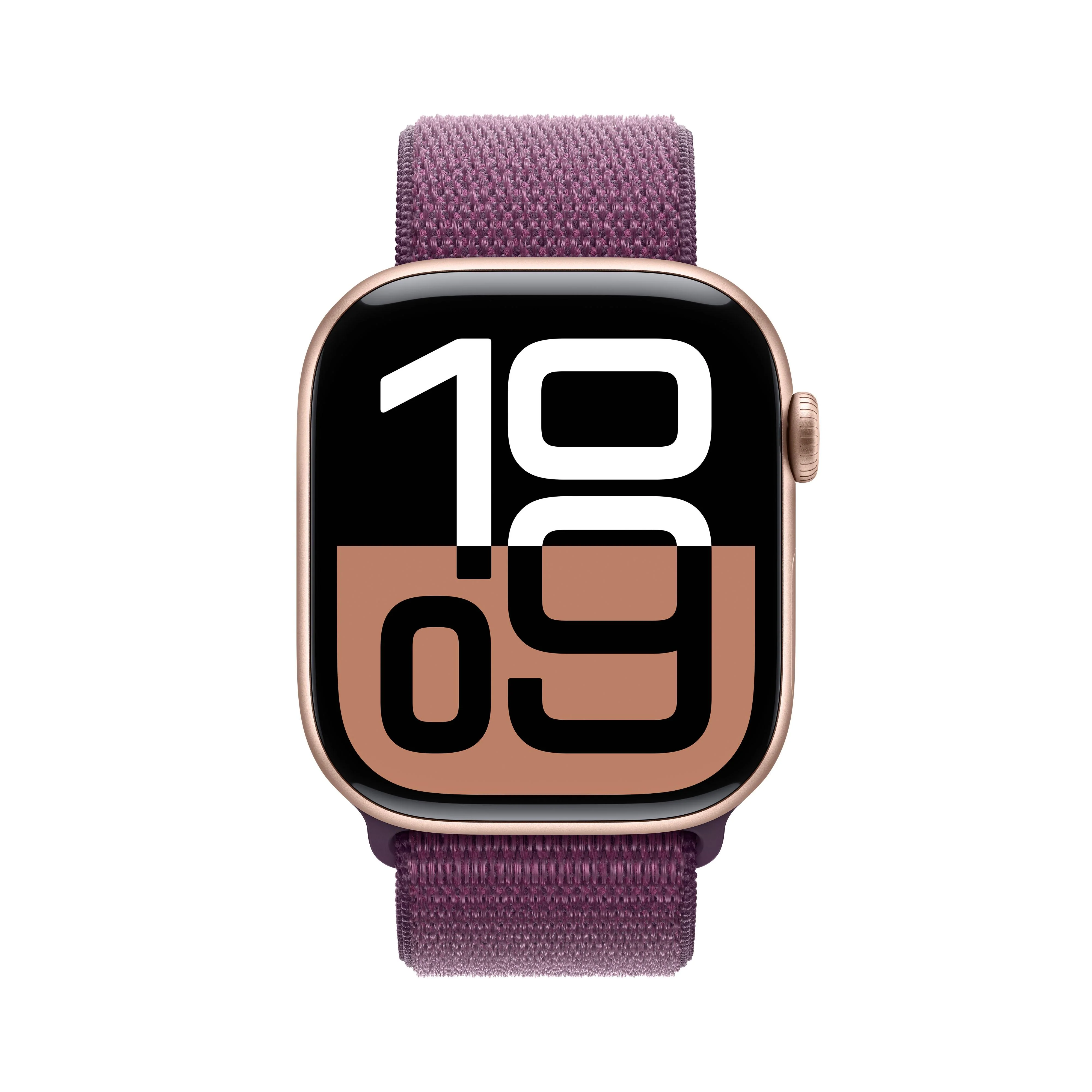 Apple Watch Series 10 GPS + Cellular 46mm Rose Gold Aluminium Case with Plum Sport Loop - Image 2