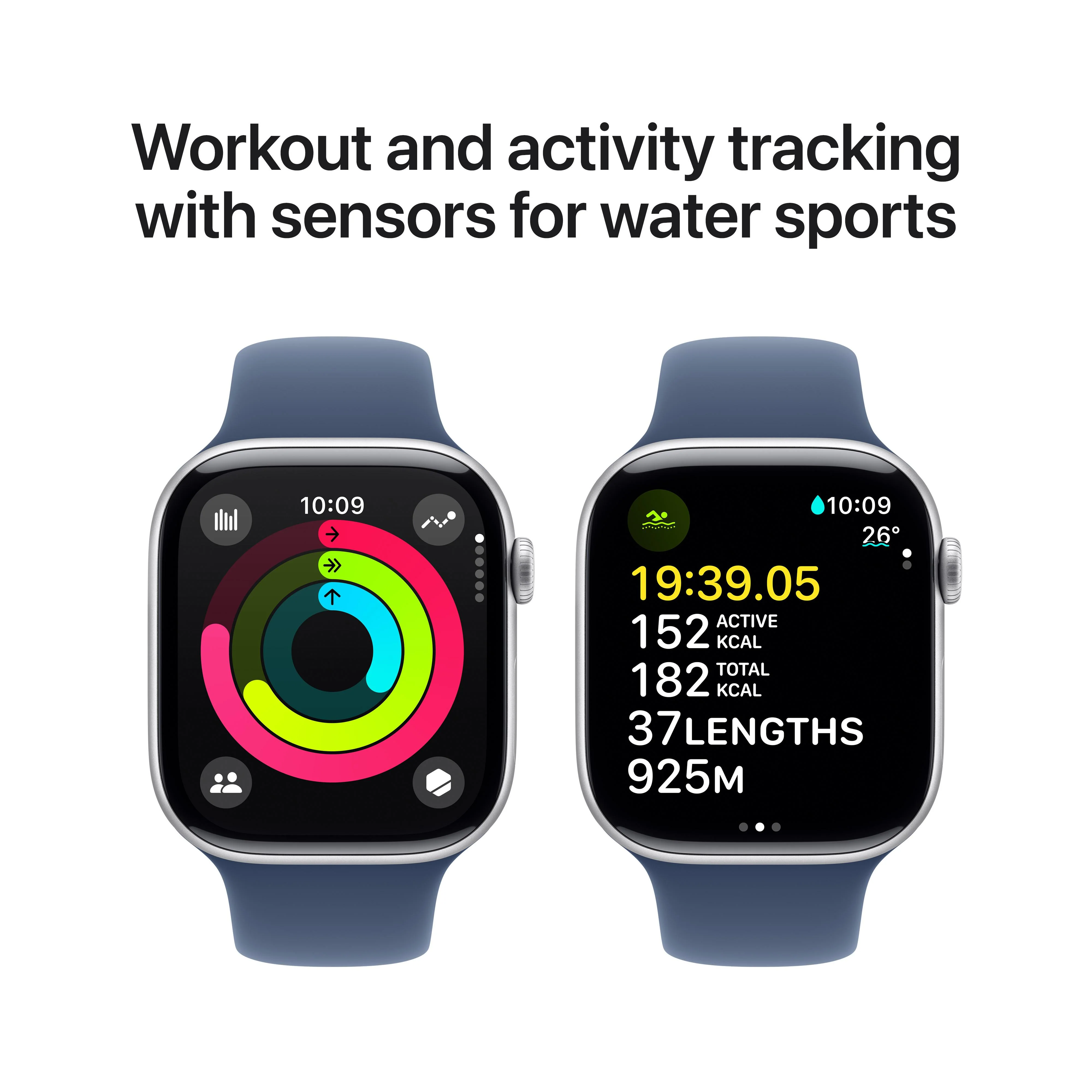 Apple Watch Series 10 GPS 46mm Silver Aluminium Case with Denim Sport Band - M/L - Image 4