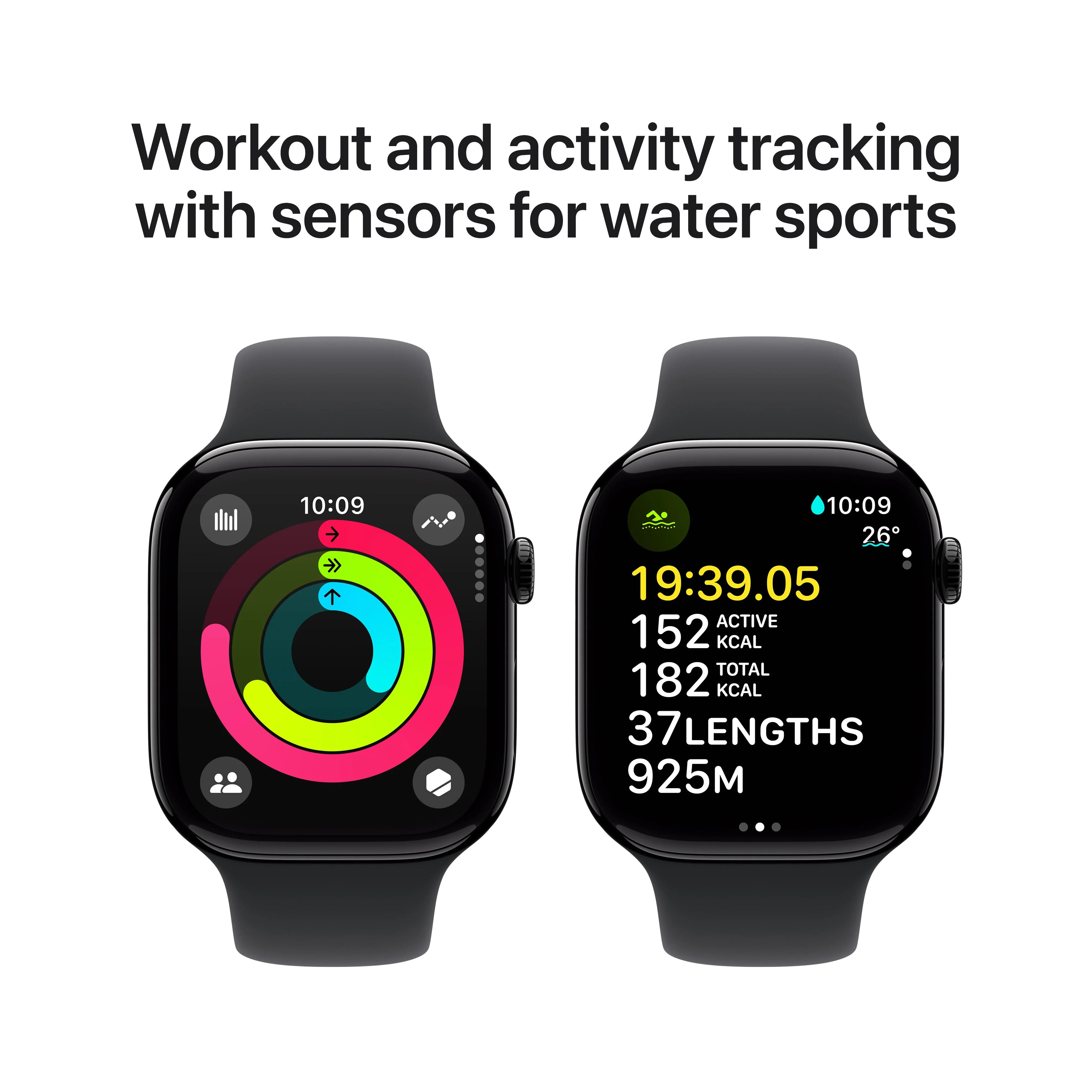 Apple Watch Series 10 GPS 46mm Jet Black Aluminium Case with Black Sport Band - S/M - Image 4