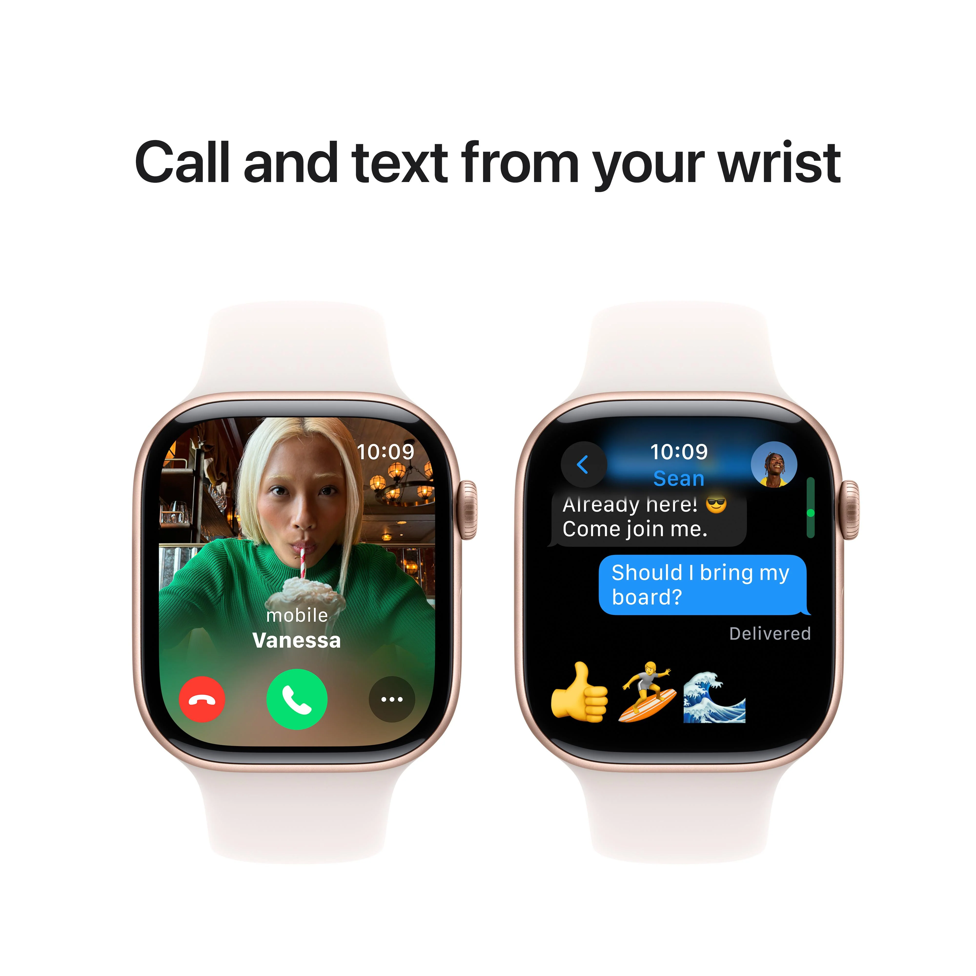 Apple Watch Series 10 GPS 46mm Rose Gold Aluminium Case with Light Blush Sport Band - S/M - Image 7