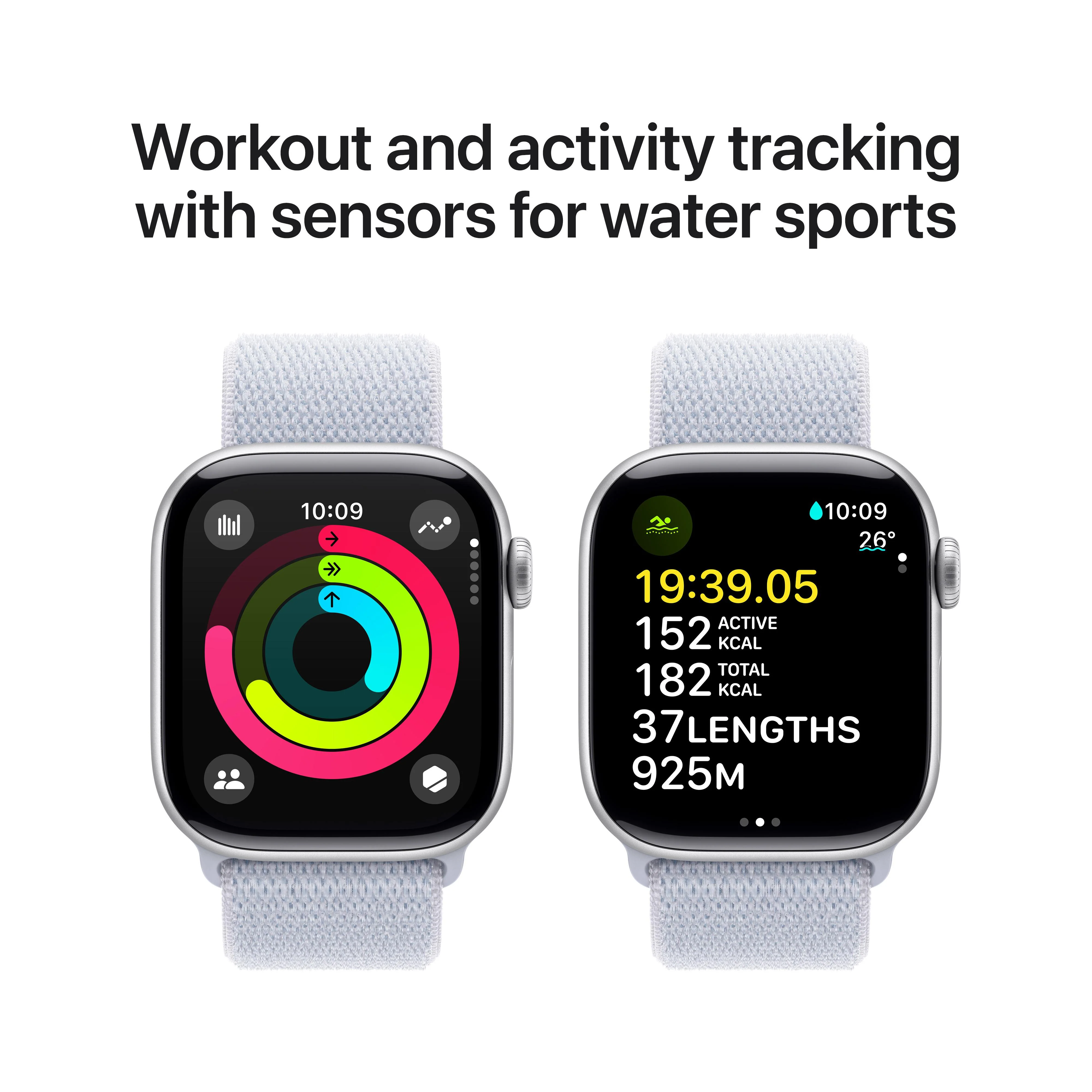 Apple Watch Series 10 GPS 42mm Silver Aluminium Case with Blue Cloud Sport Loop - Image 4