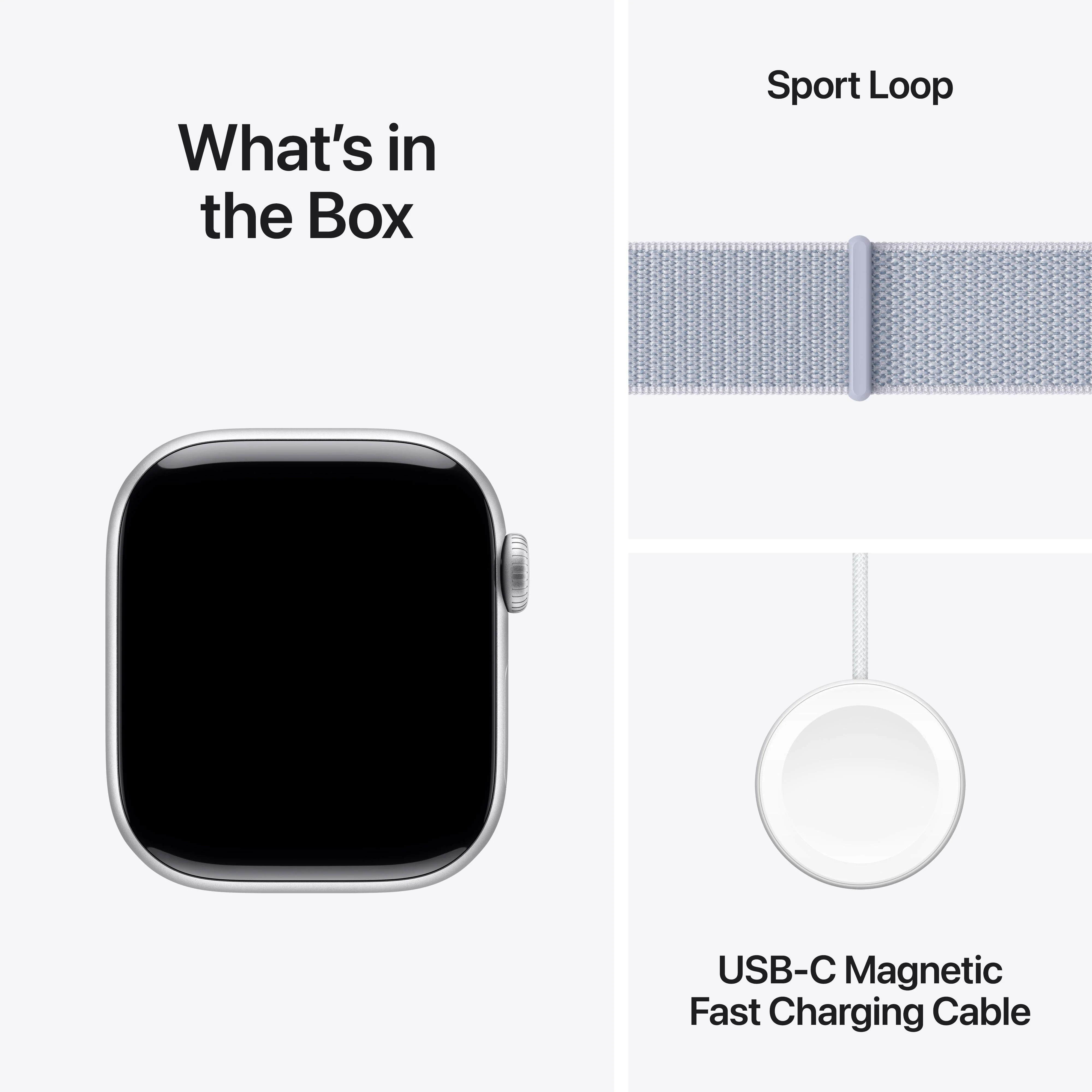 Apple Watch Series 10 GPS 42mm Silver Aluminium Case with Blue Cloud Sport Loop - Image 9
