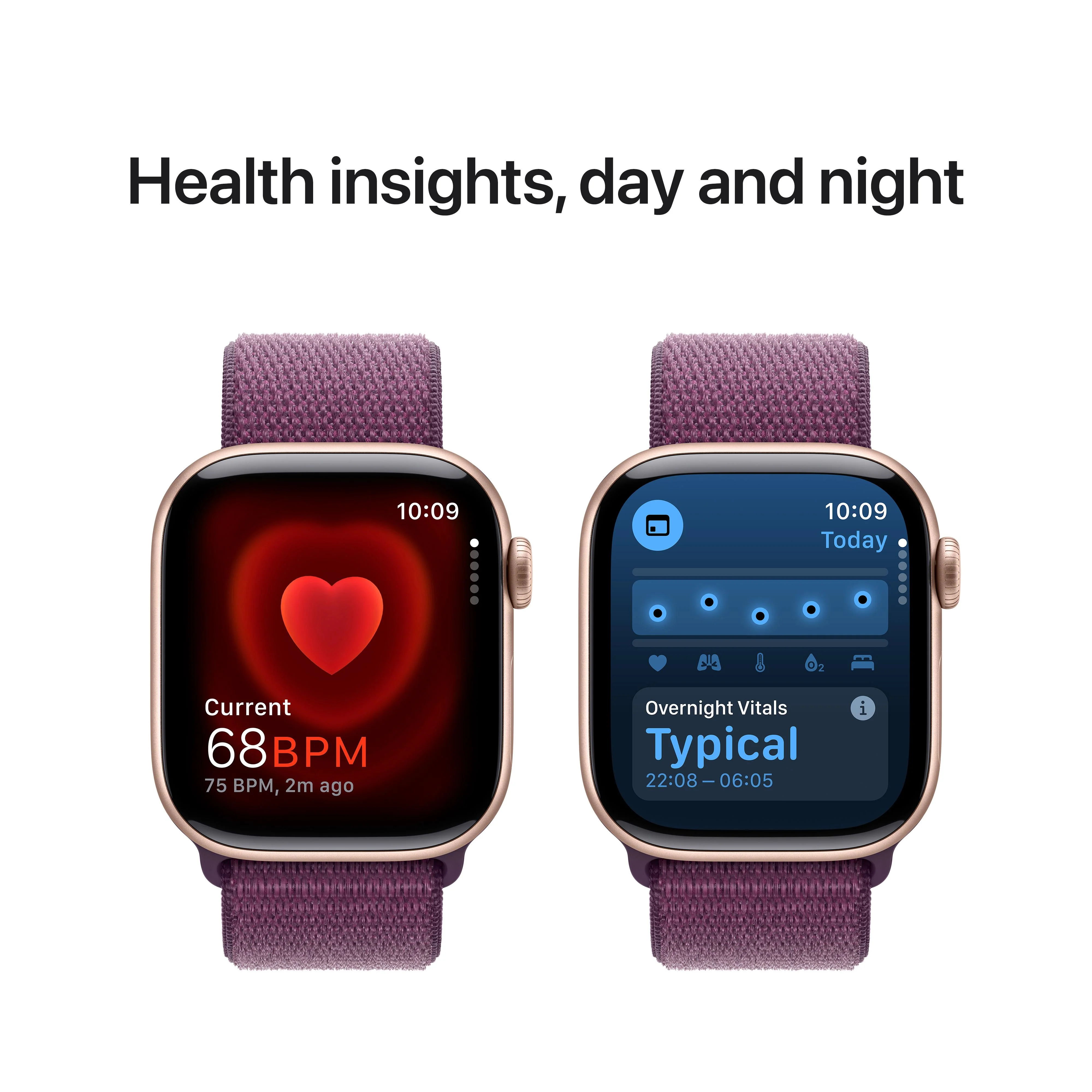 Apple Watch Series 10 GPS 42mm Rose Gold Aluminium Case with Plum Sport Loop - Image 5