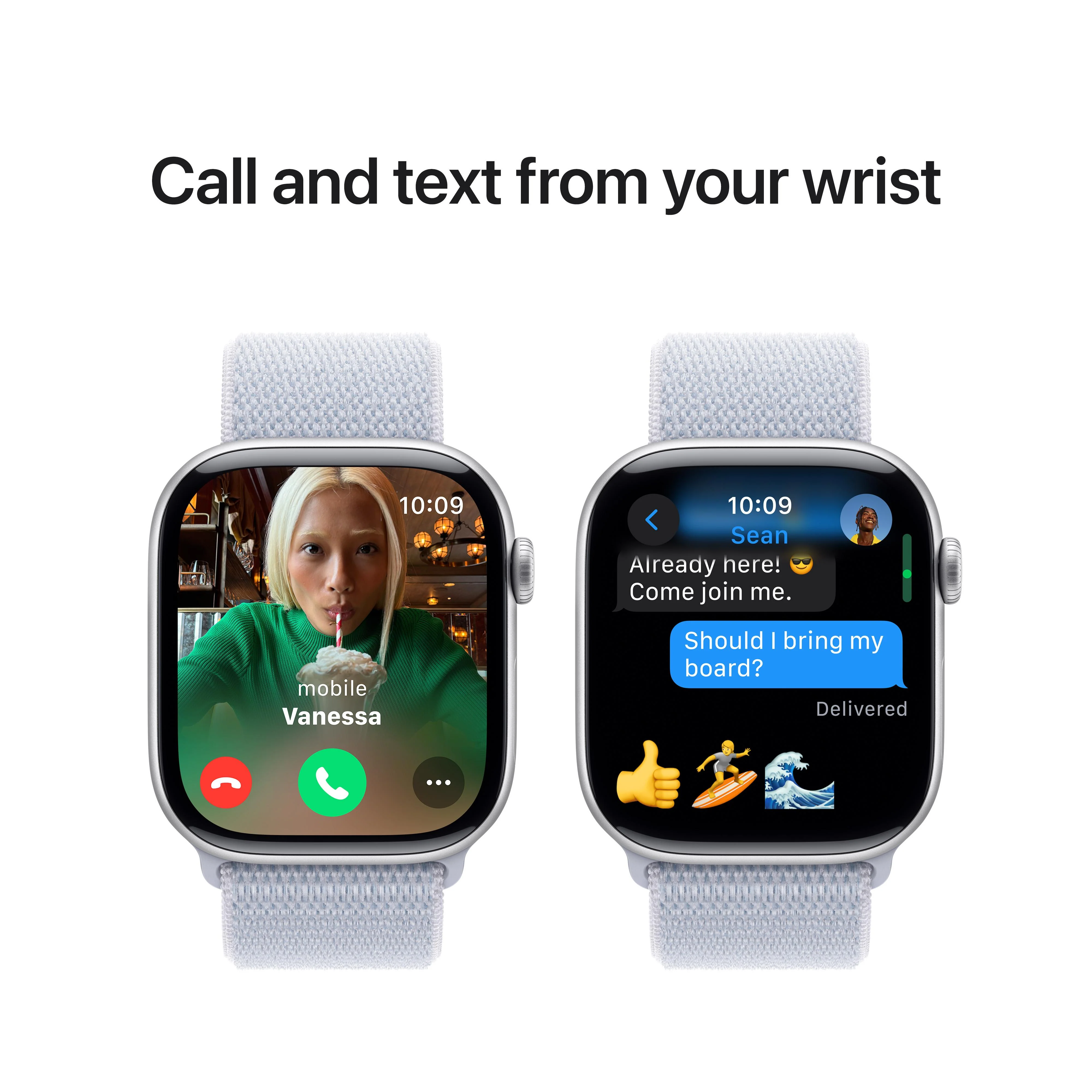 Apple Watch Series 10 GPS 46mm Silver Aluminium Case with Blue Cloud Sport Loop - Image 7