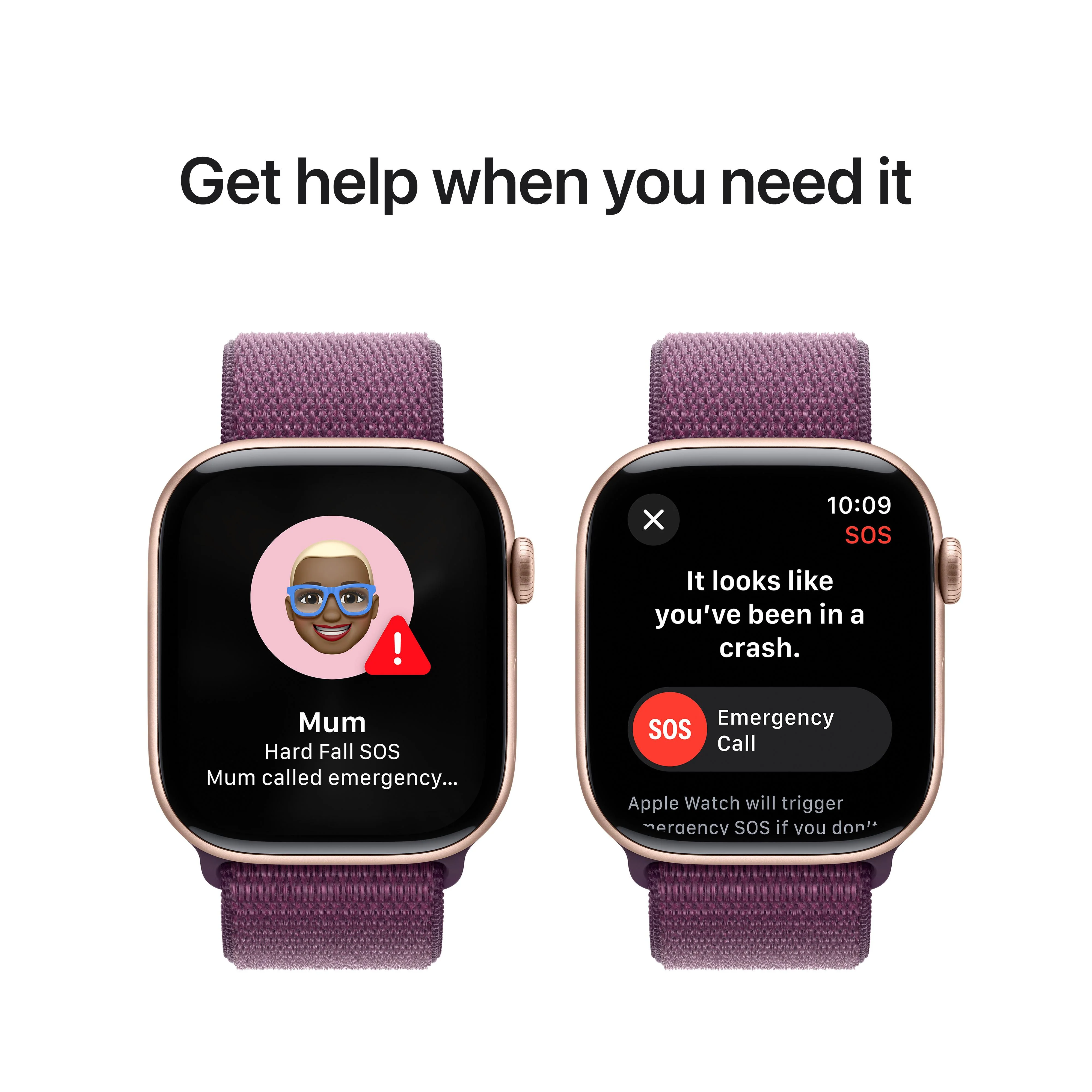 Apple Watch Series 10 GPS 46mm Rose Gold Aluminium Case with Plum Sport Loop - Image 6