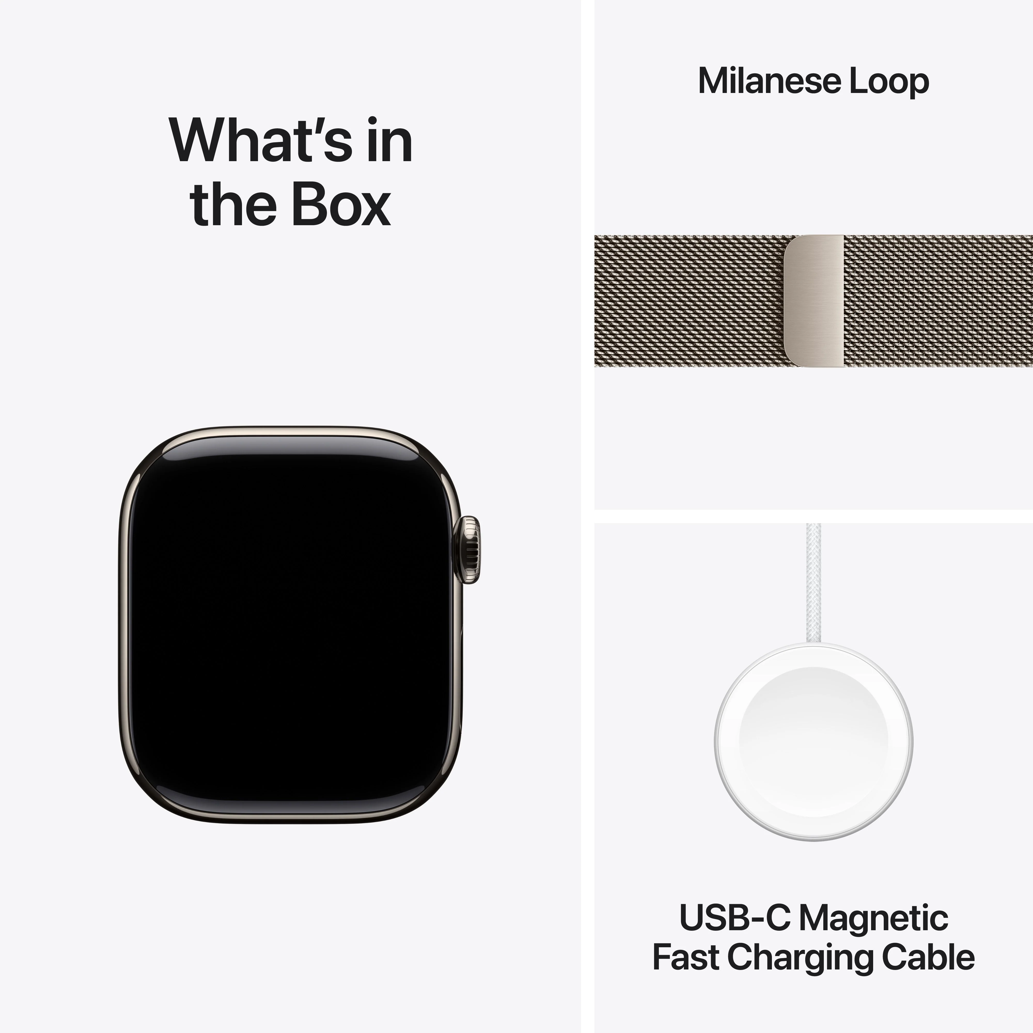 Apple Watch Series 11 GPS + Cellular 42mm Natural Titanium Case with Natural Milanese Loop - Image 8