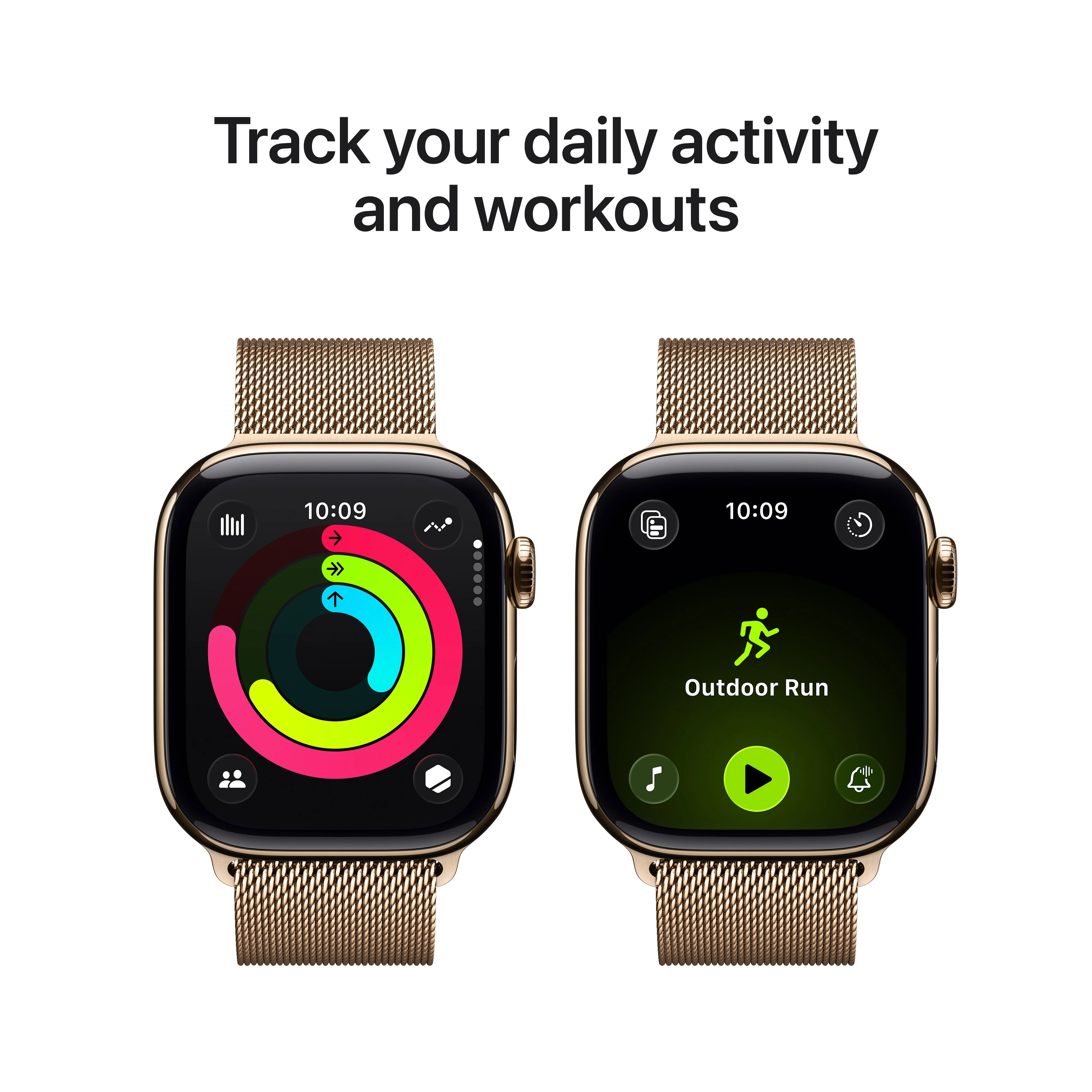 Apple Watch Series 11 GPS + Cellular 42mm Gold Titanium Case with Gold Milanese Loop - Image 4