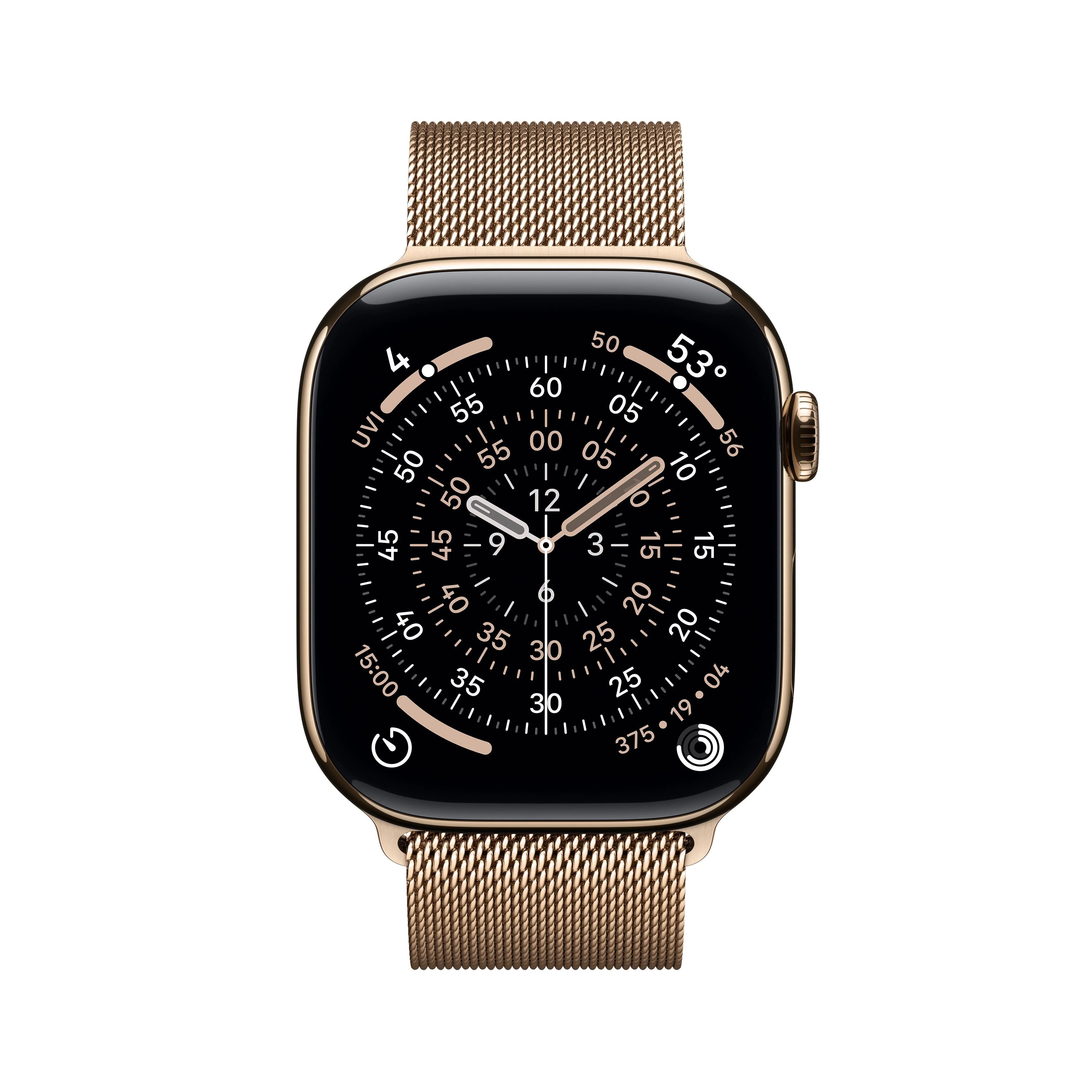 Apple Watch Series 11 GPS + Cellular 46mm Gold Titanium Case with Gold Milanese Loop - S/M - Image 2