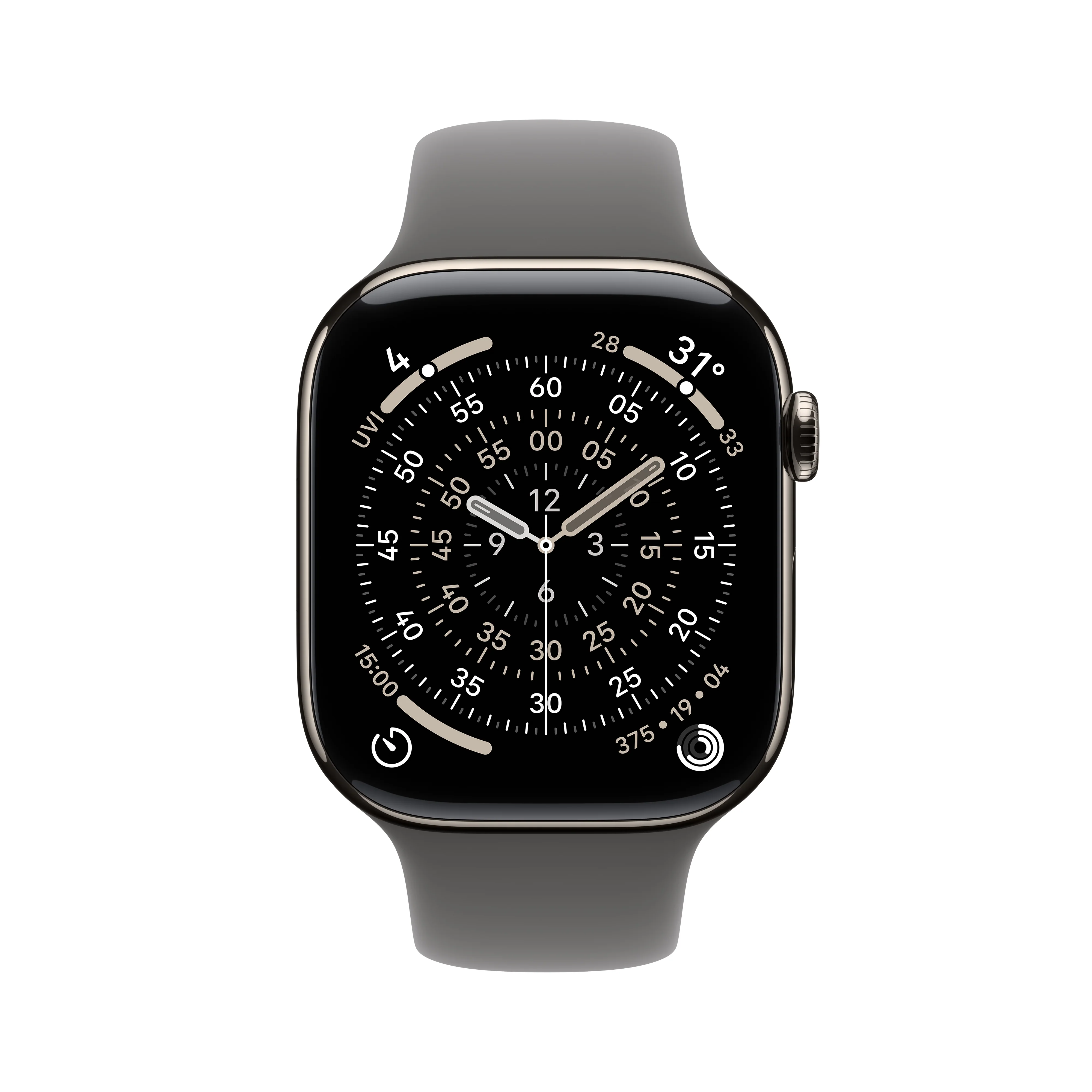 Apple Watch Series 11 GPS + Cellular 42mm Natural Titanium Case with Stone Grey Sport Band - M/L - Image 2