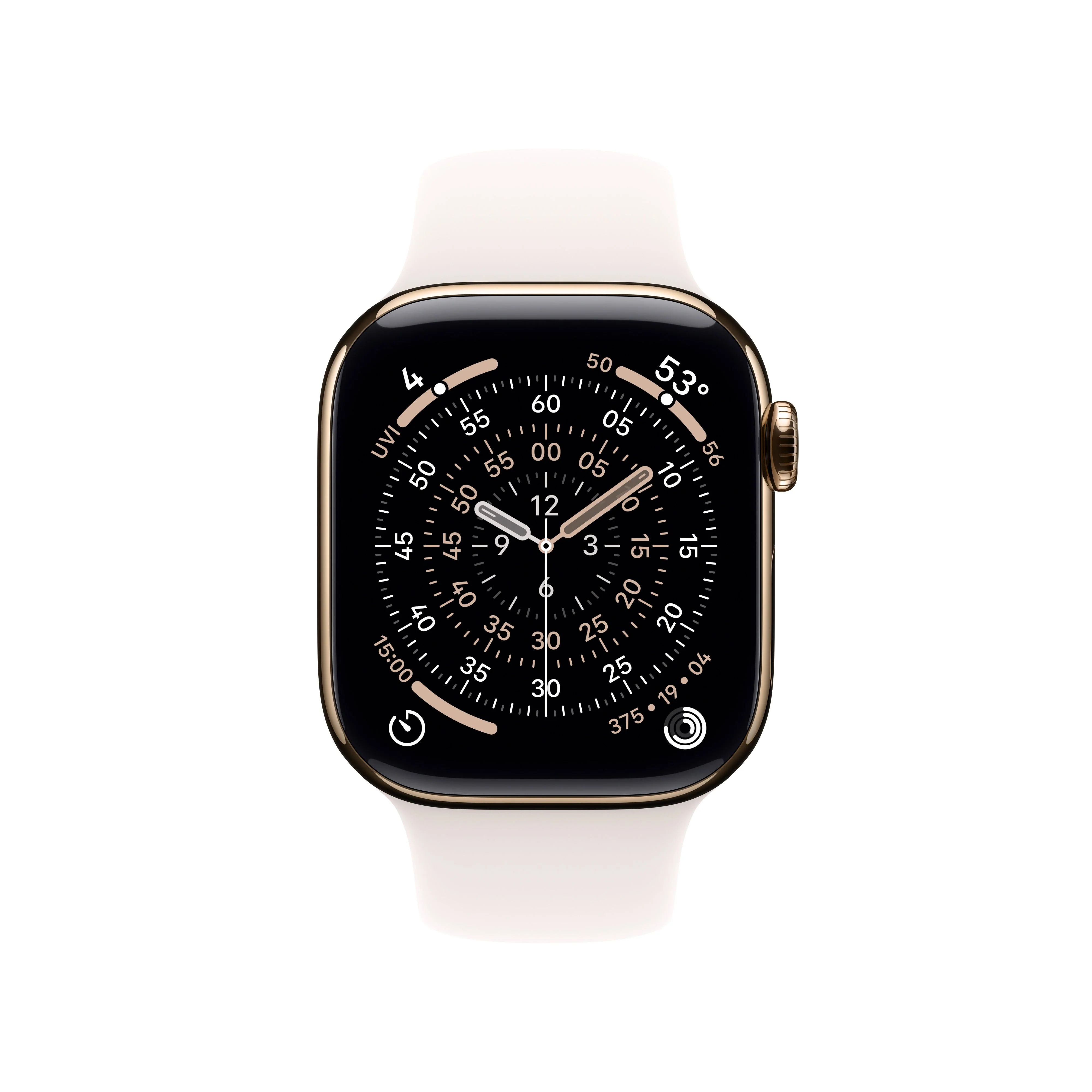 Apple Watch Series 11 GPS + Cellular 42mm Gold Titanium Case with Light Blush Sport Band - S/M - Image 2