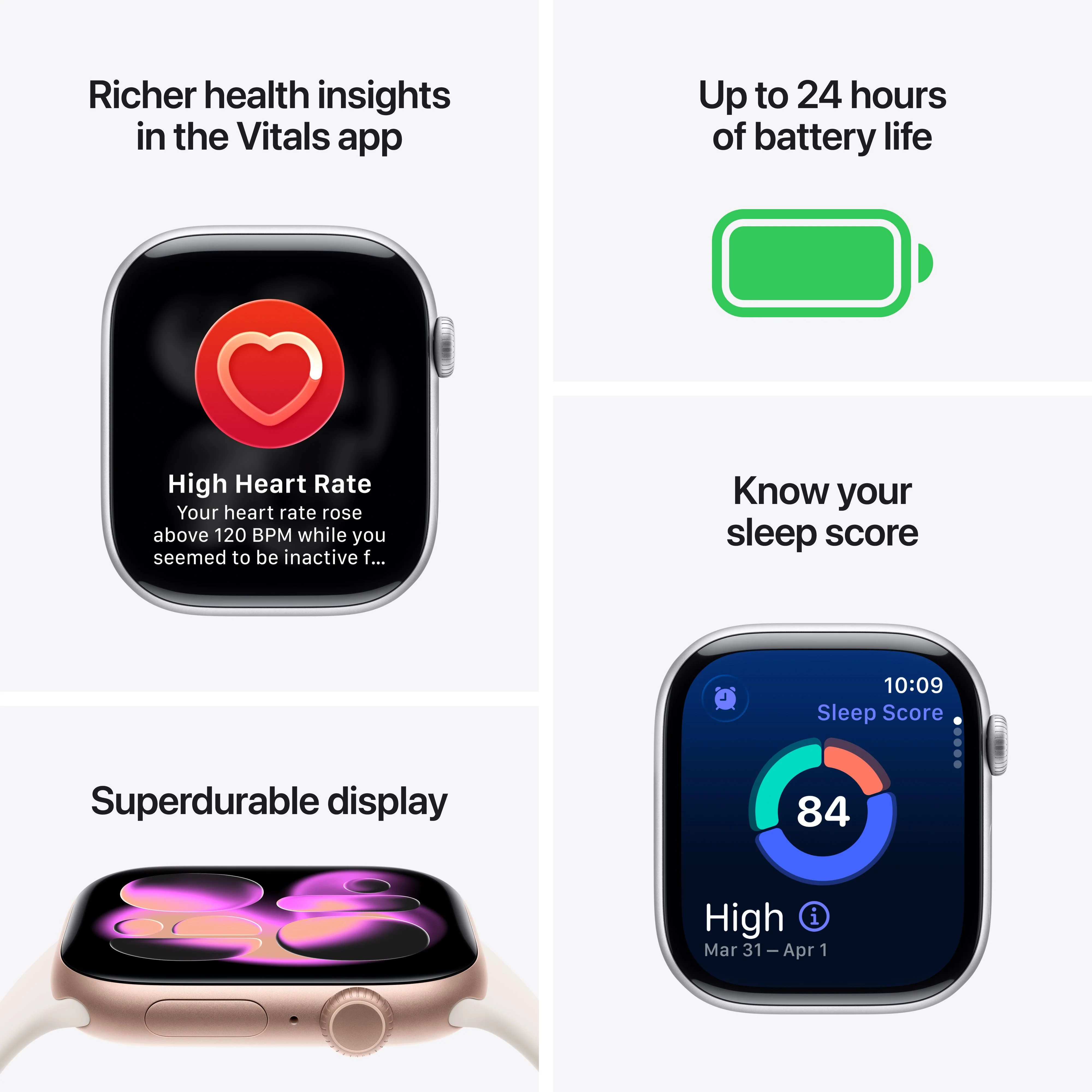 Apple Watch Series 11 GPS + Cellular 46mm Silver Aluminium Case with Purple Fog Sport Band - M/L - Image 3