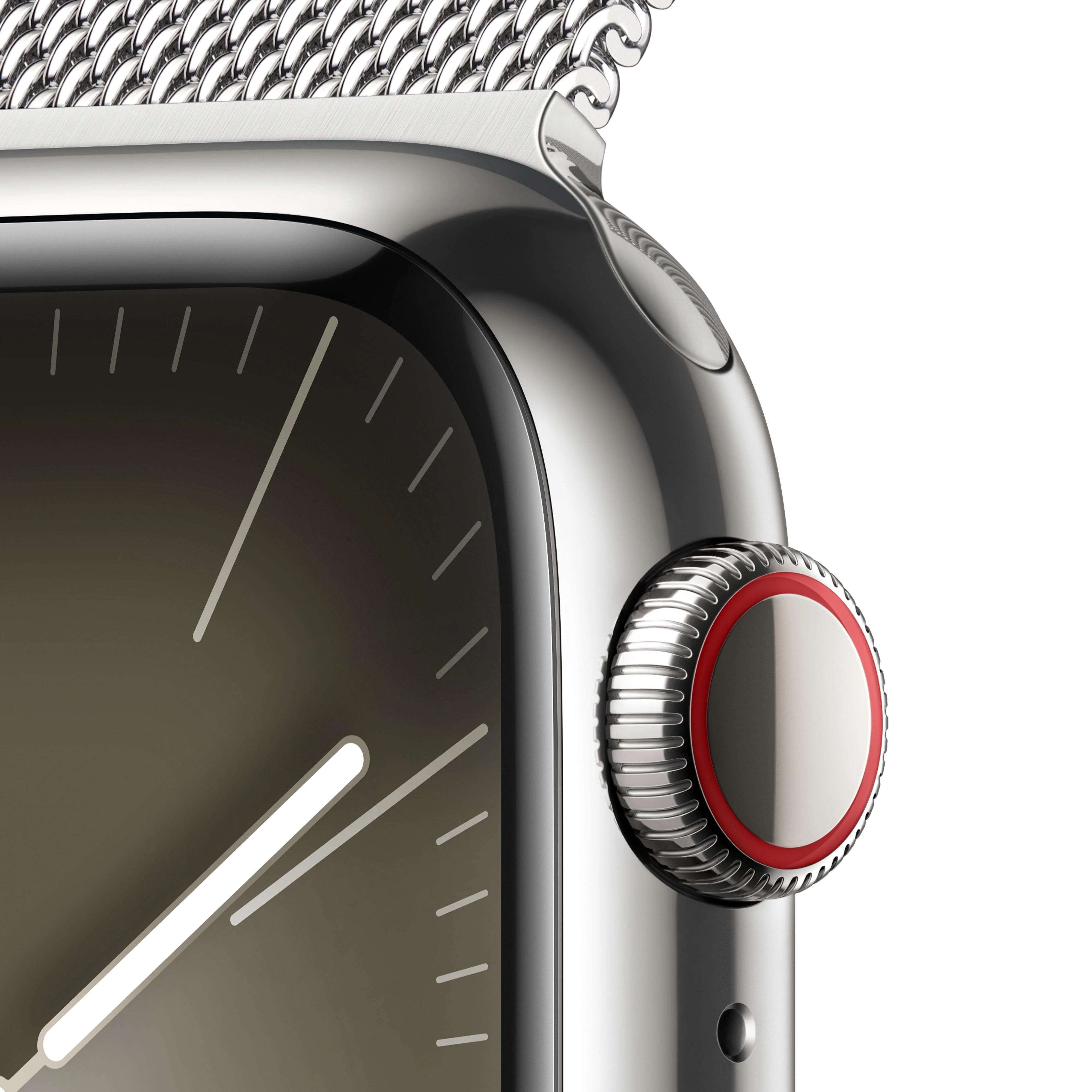 Apple Watch Series 9 GPS + Cellular 41mm Silver Stainless Steel Case with Silver Milanese Loop - Image 3