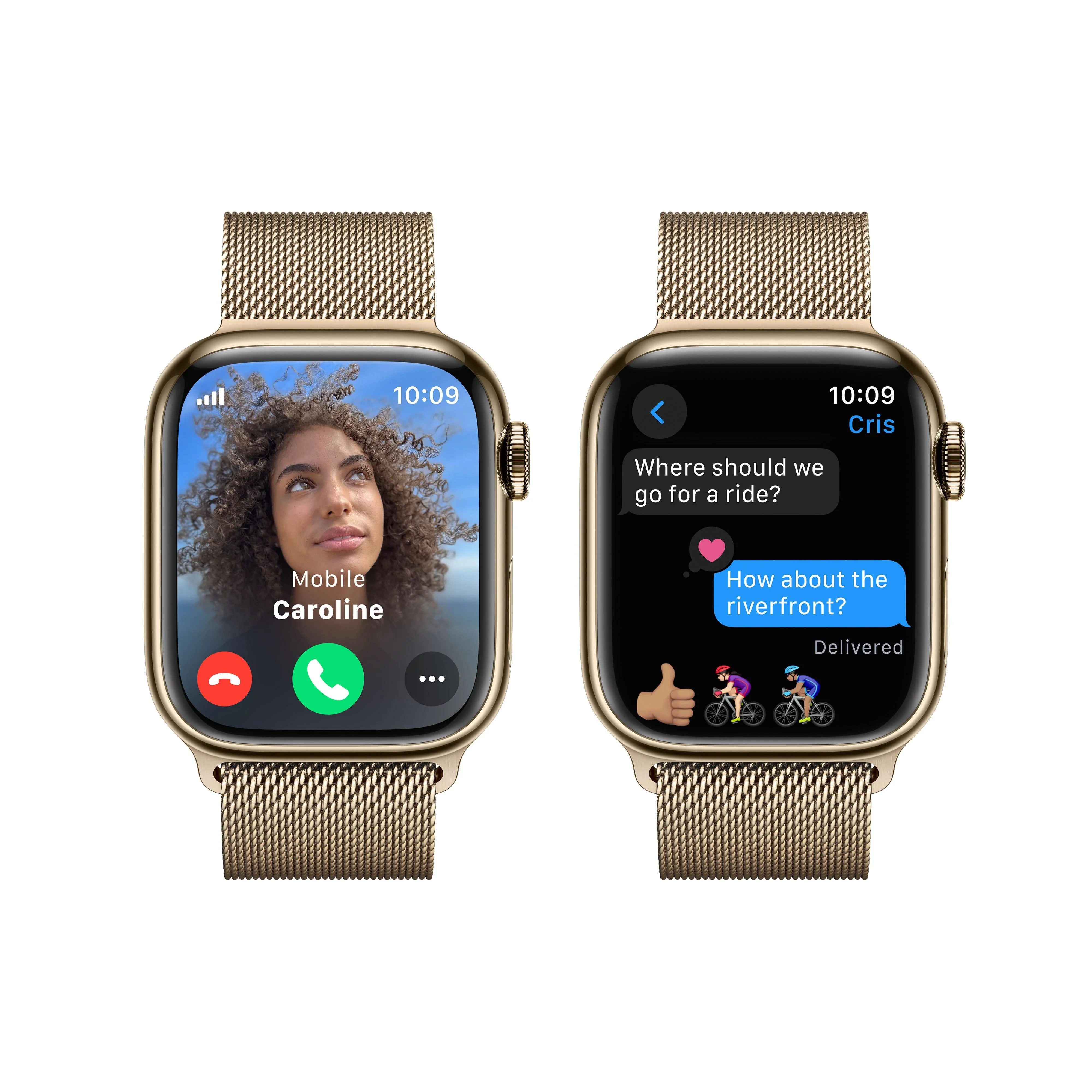 Apple Watch Series 9 GPS + Cellular 41mm Gold Stainless Steel Case with Gold Milanese Loop - Image 6