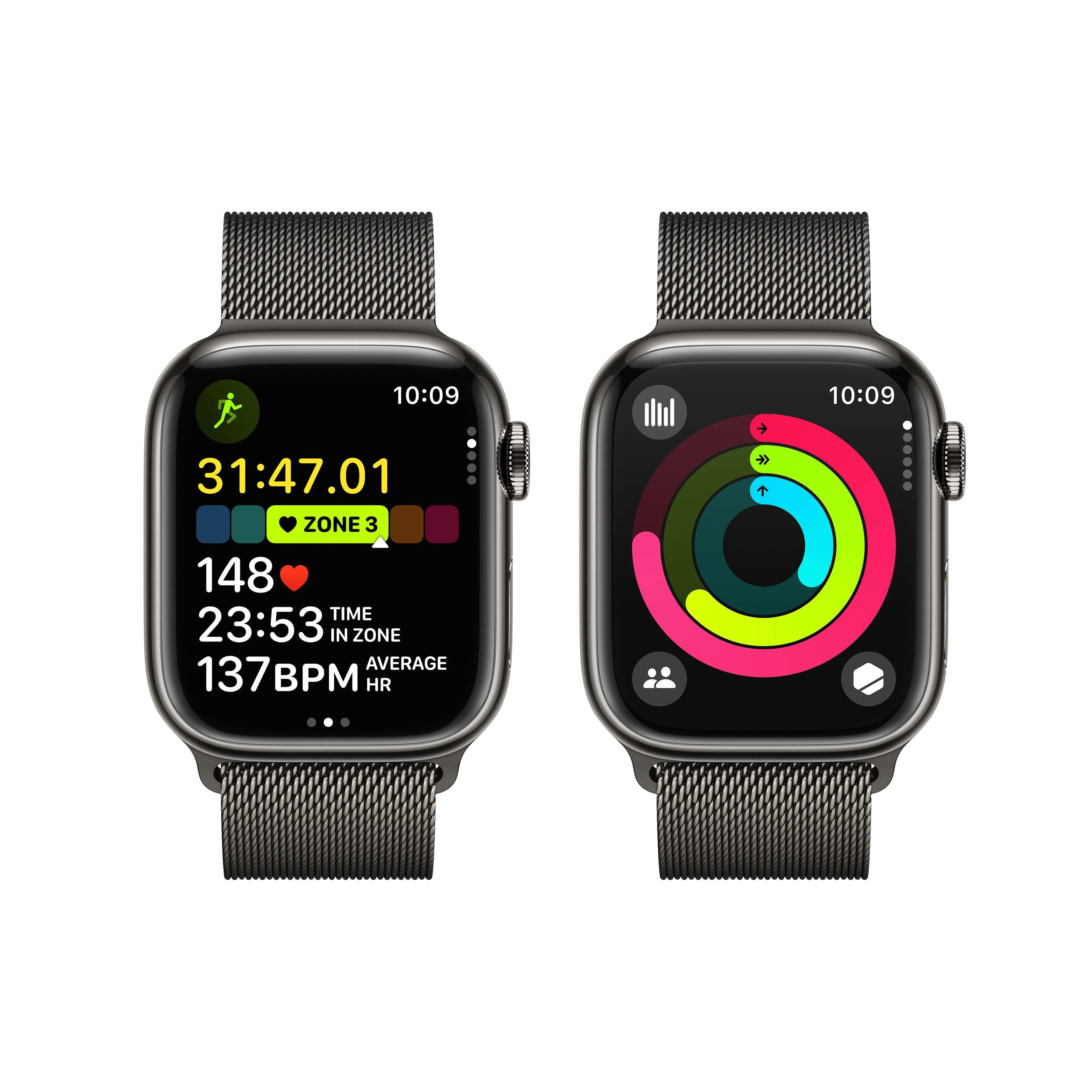 Apple Watch Series 9 GPS + Cellular 41mm Graphite Stainless Steel Case with Graphite Milanese Loop - Image 8