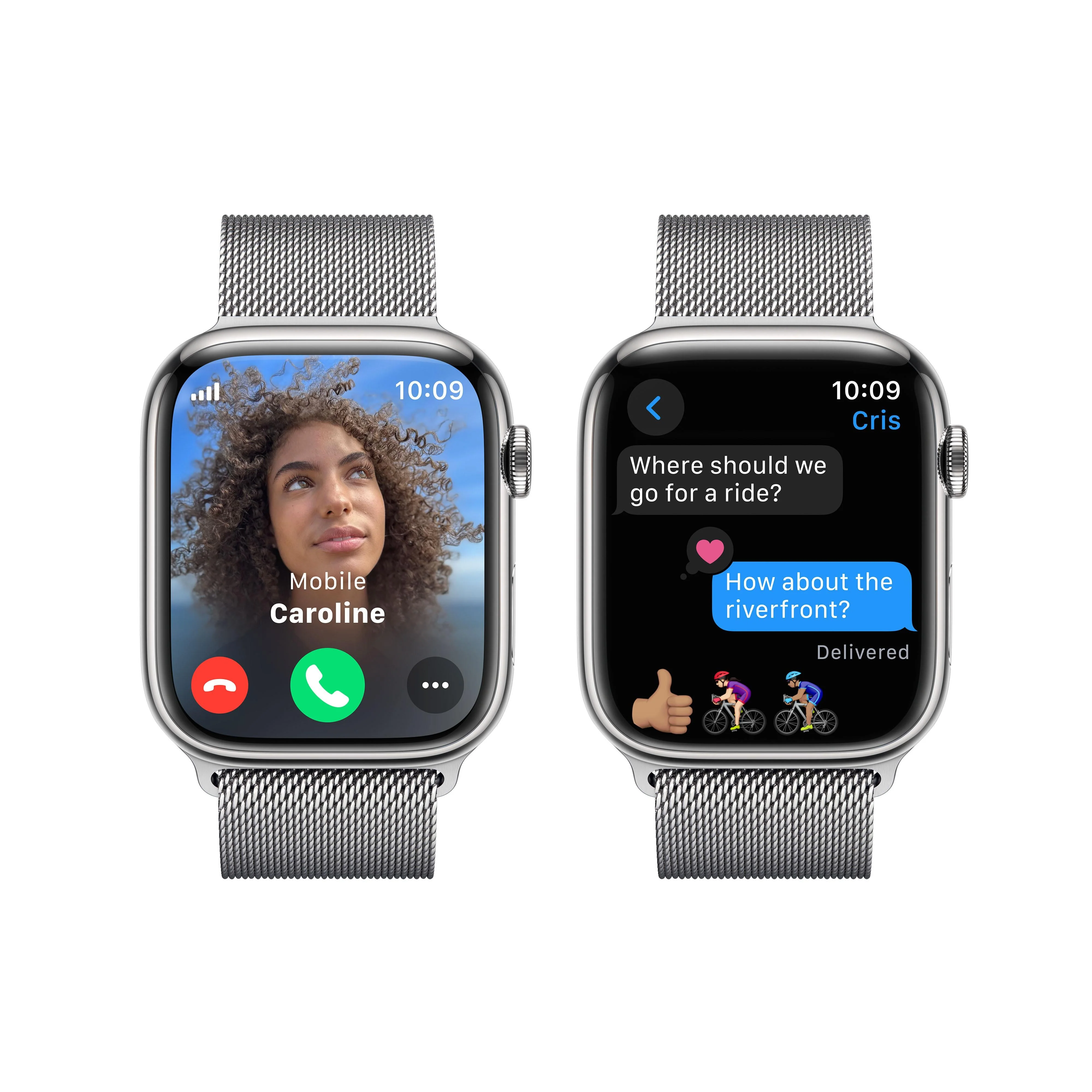 Apple Watch Series 9 GPS + Cellular 45mm Silver Stainless Steel Case with Silver Milanese Loop - Image 6