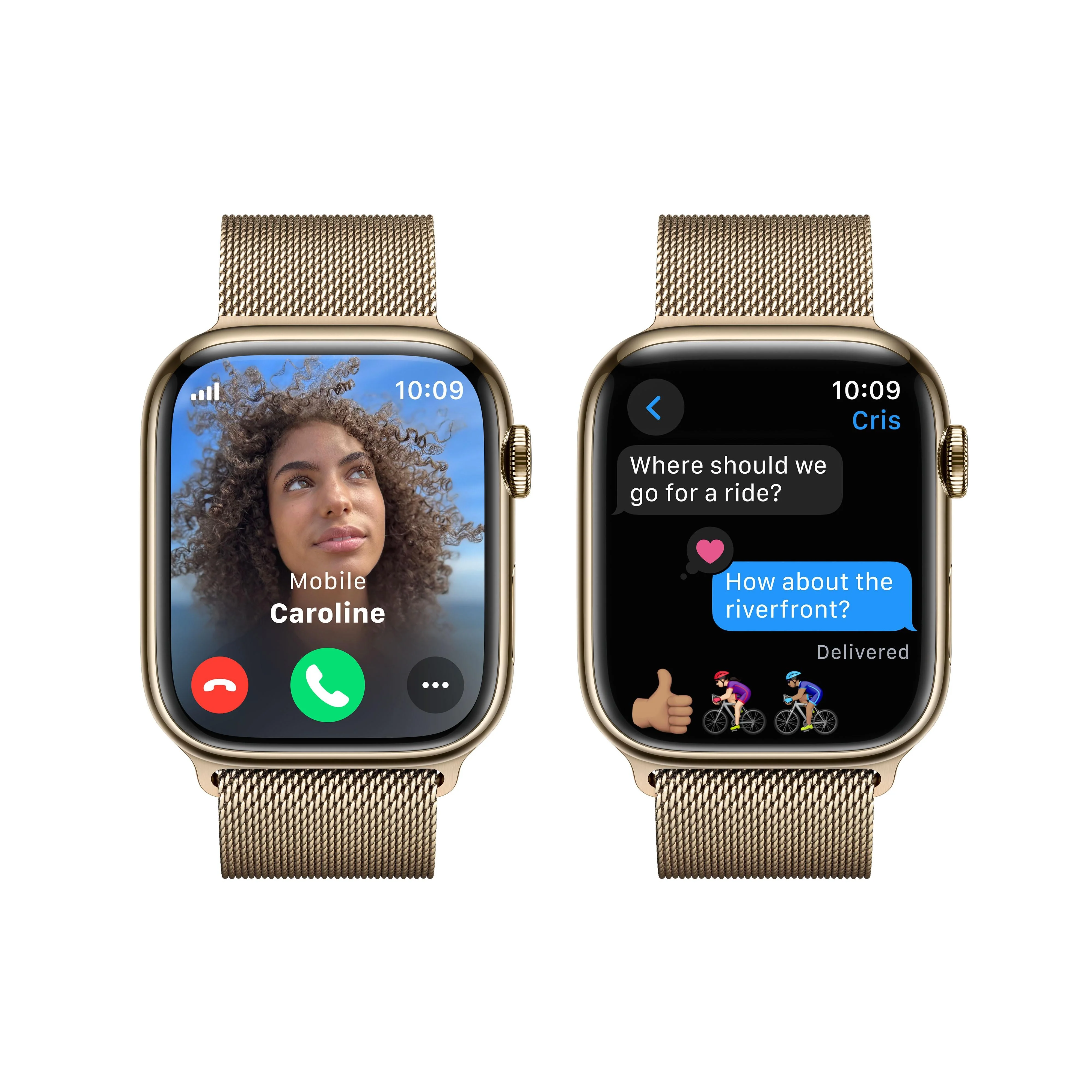 Apple Watch Series 9 GPS + Cellular 45mm Gold Stainless Steel Case with Gold Milanese Loop - Image 6