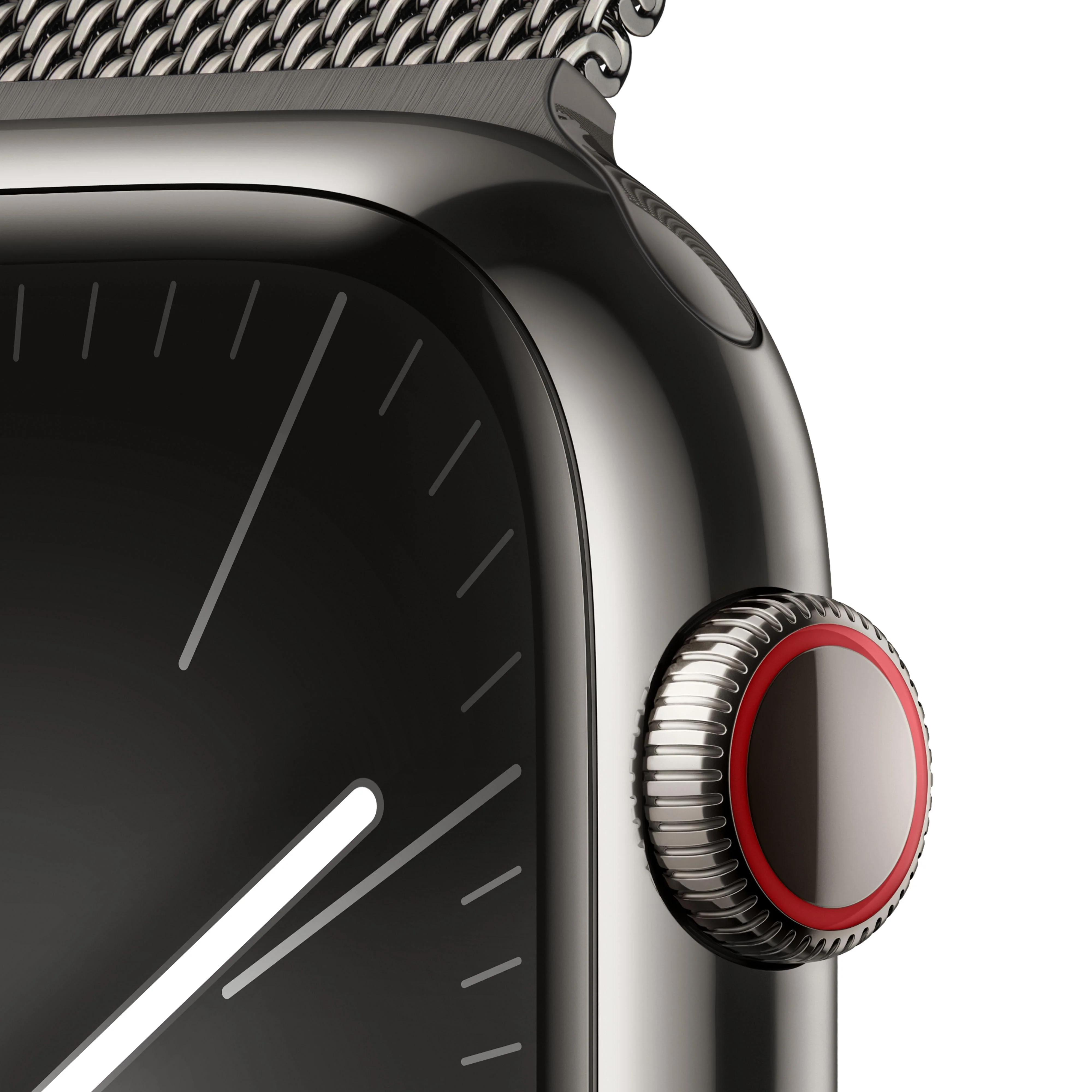 Apple Watch Series 9 GPS + Cellular 45mm Graphite Stainless Steel Case with Graphite Milanese Loop - Image 3