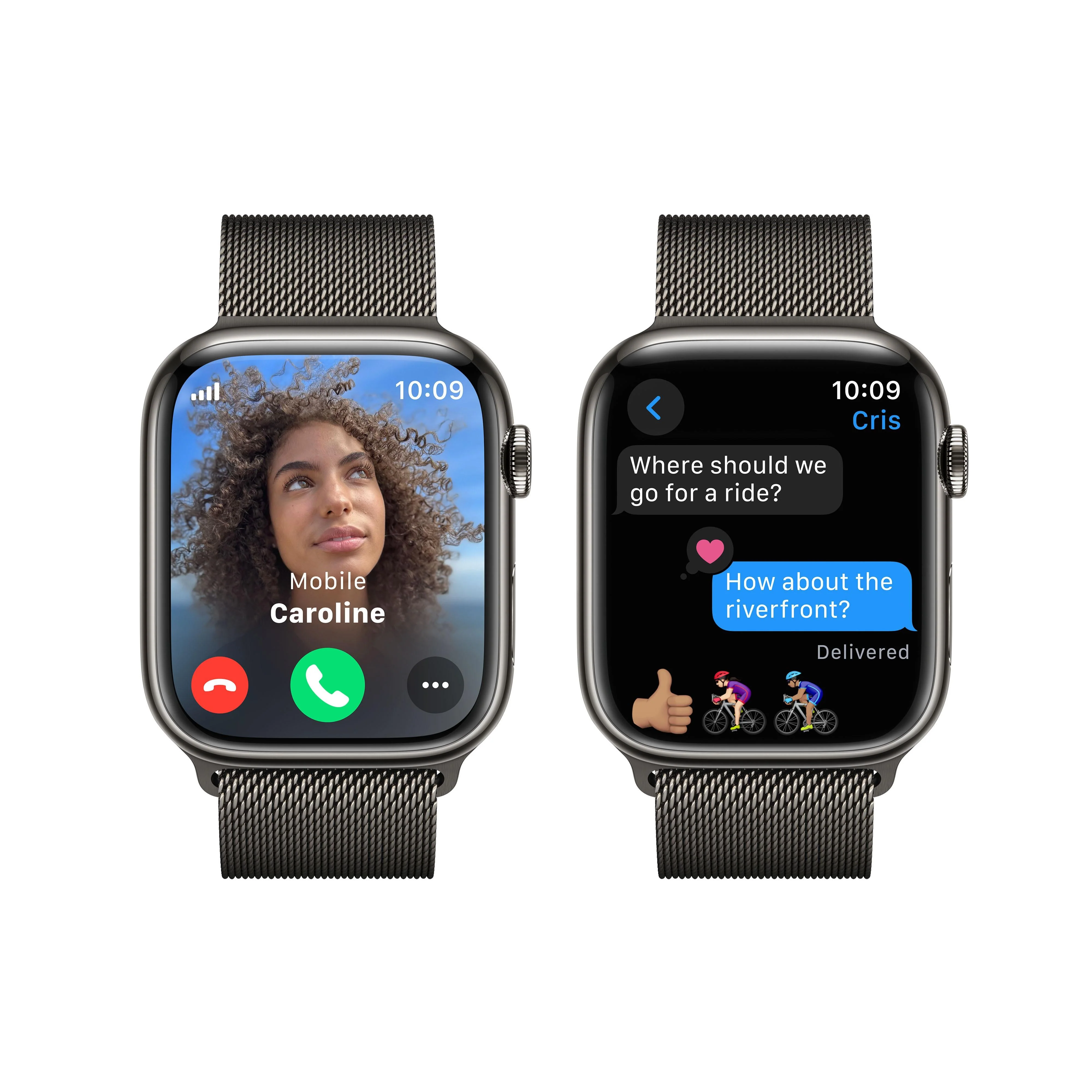Apple Watch Series 9 GPS + Cellular 45mm Graphite Stainless Steel Case with Graphite Milanese Loop - Image 6