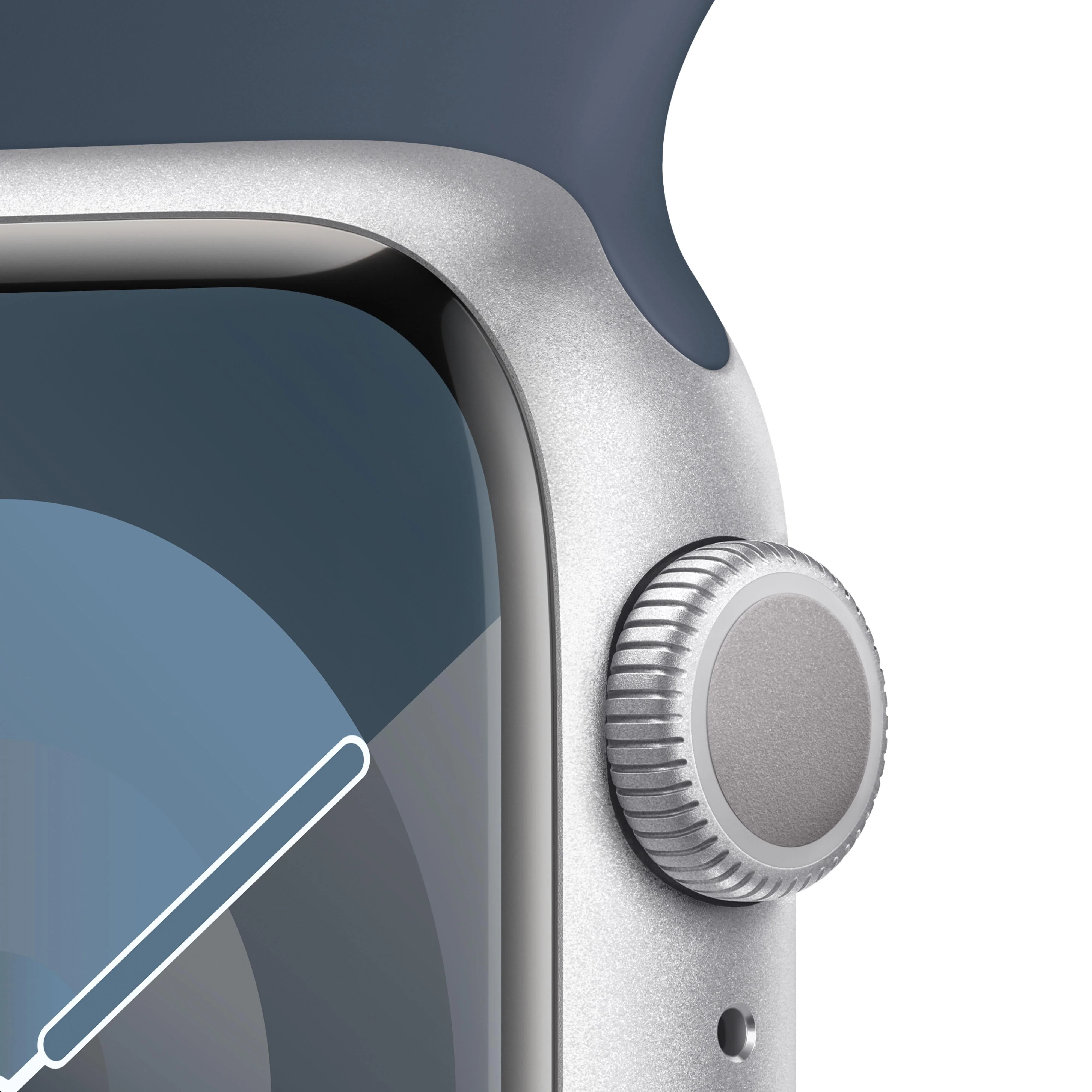 Apple Watch Series 9 GPS 41mm Silver Aluminium Case with Storm Blue Sport Band - S/M - Image 3