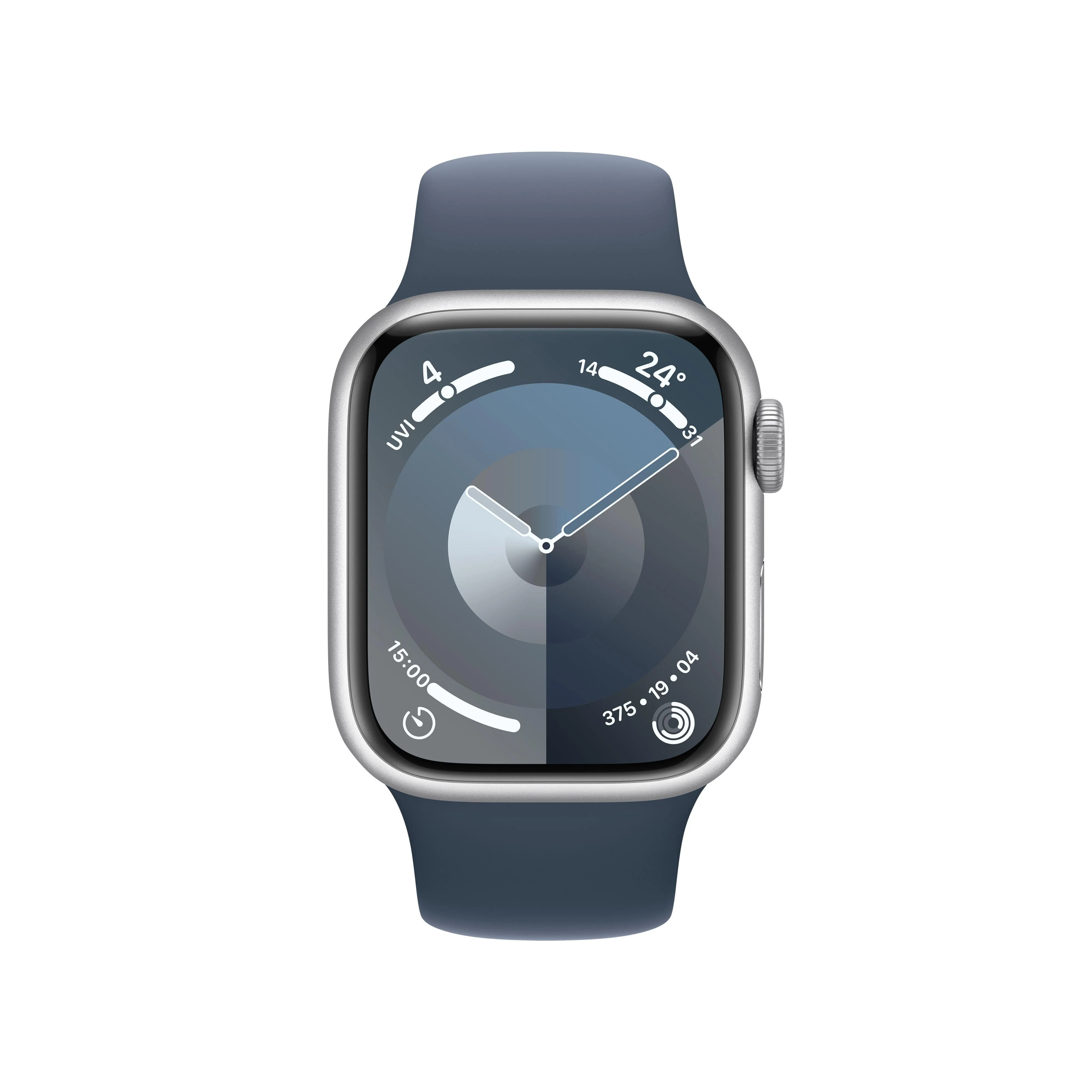 Apple Watch Series 9 GPS 41mm Silver Aluminium Case with Storm Blue Sport Band - M/L - Image 2
