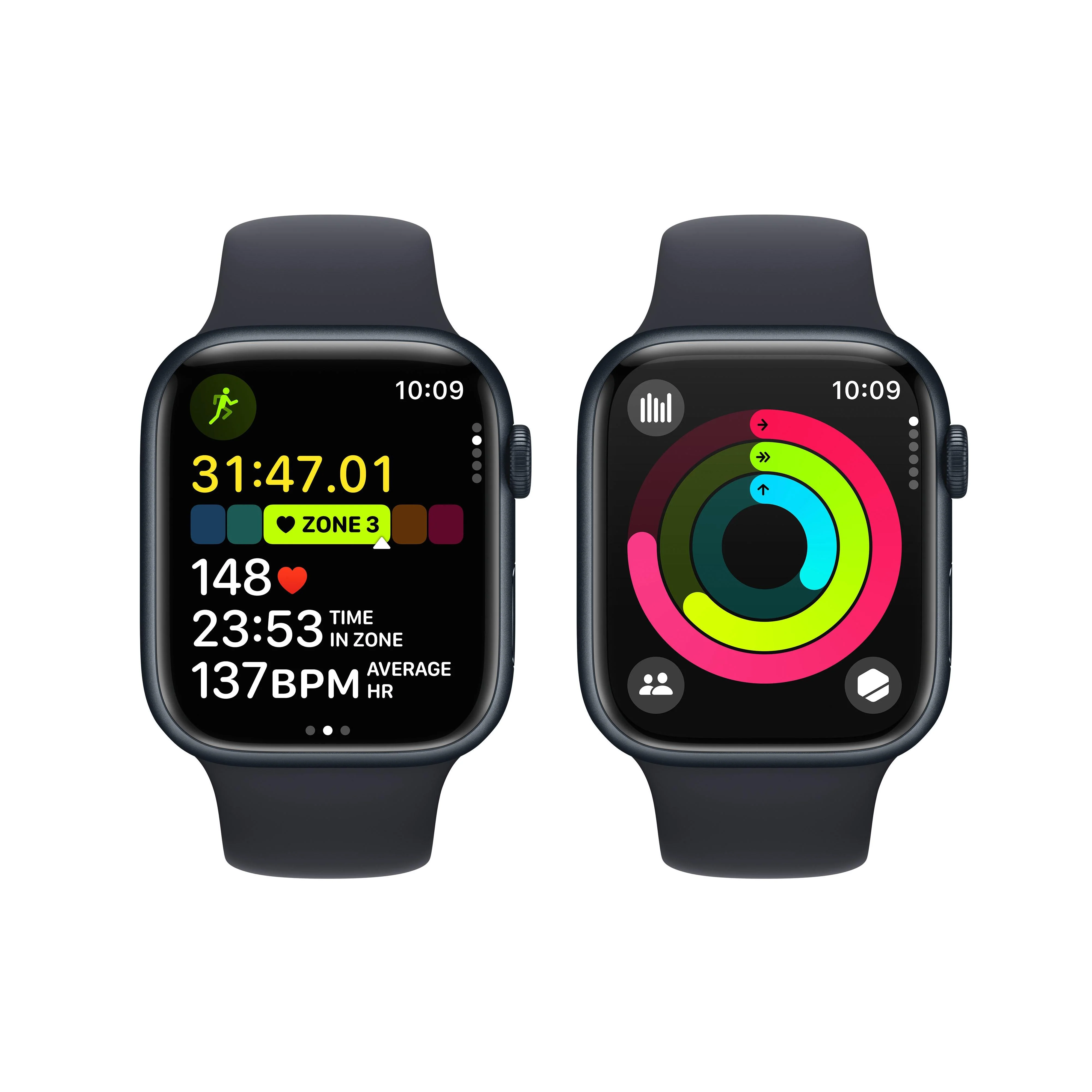Apple Watch Series 9 GPS 45mm Midnight Aluminium Case with Midnight Sport Band - S/M - Image 8