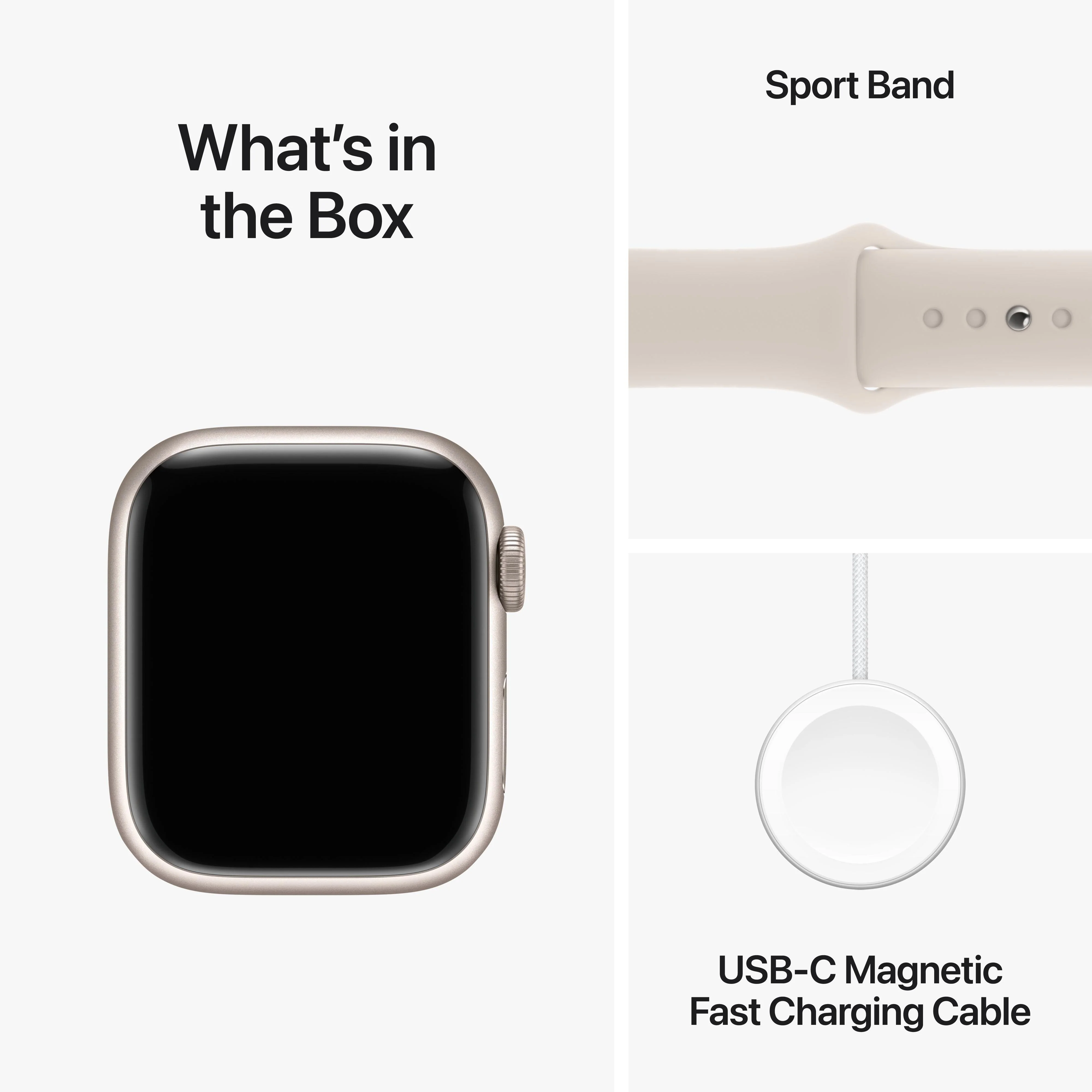 Apple Watch Series 9 GPS + Cellular 41mm Starlight Aluminium Case with Starlight Sport Band - M/L - Image 10