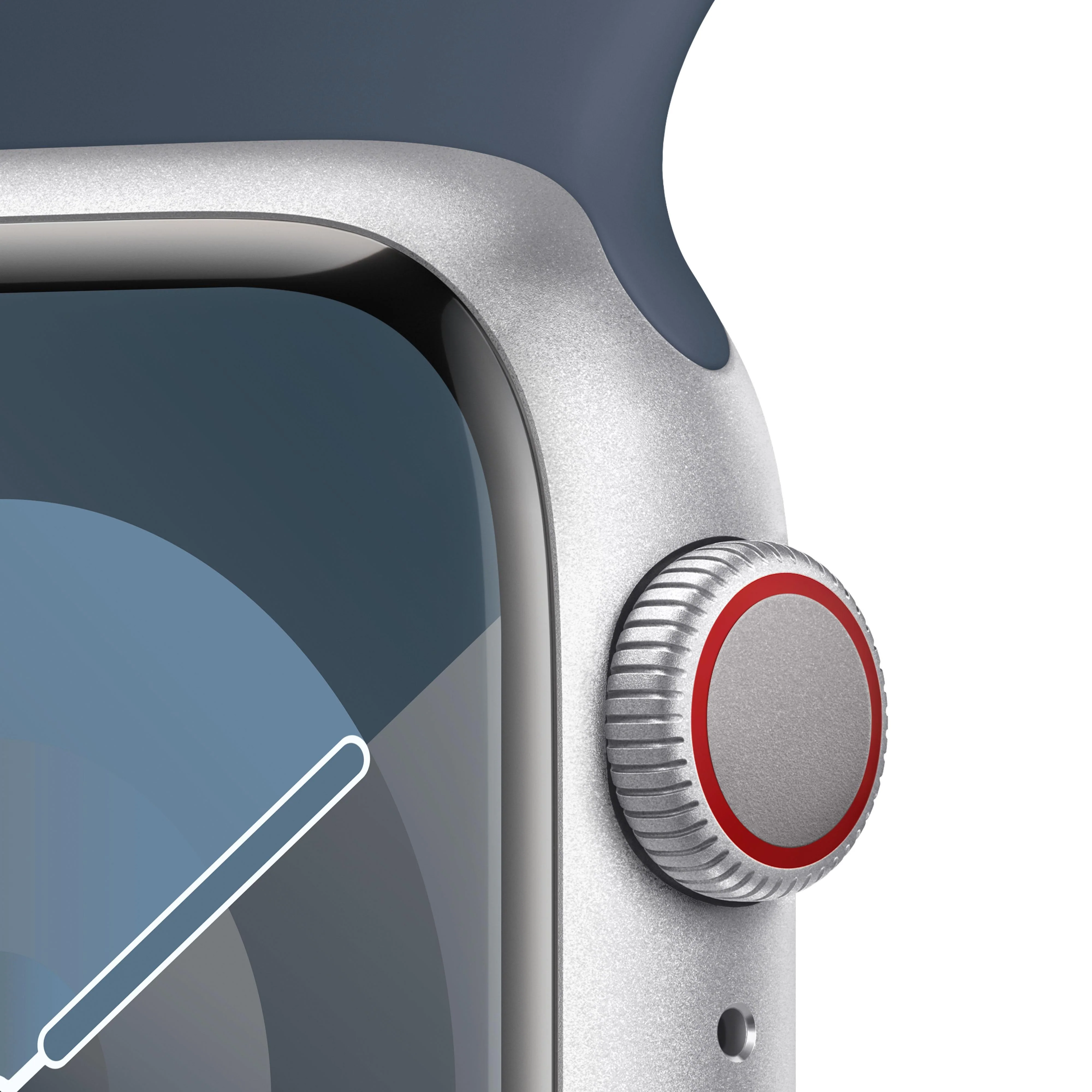 Apple Watch Series 9 GPS + Cellular 41mm Silver Aluminium Case with Storm Blue Sport Band - M/L - Image 3