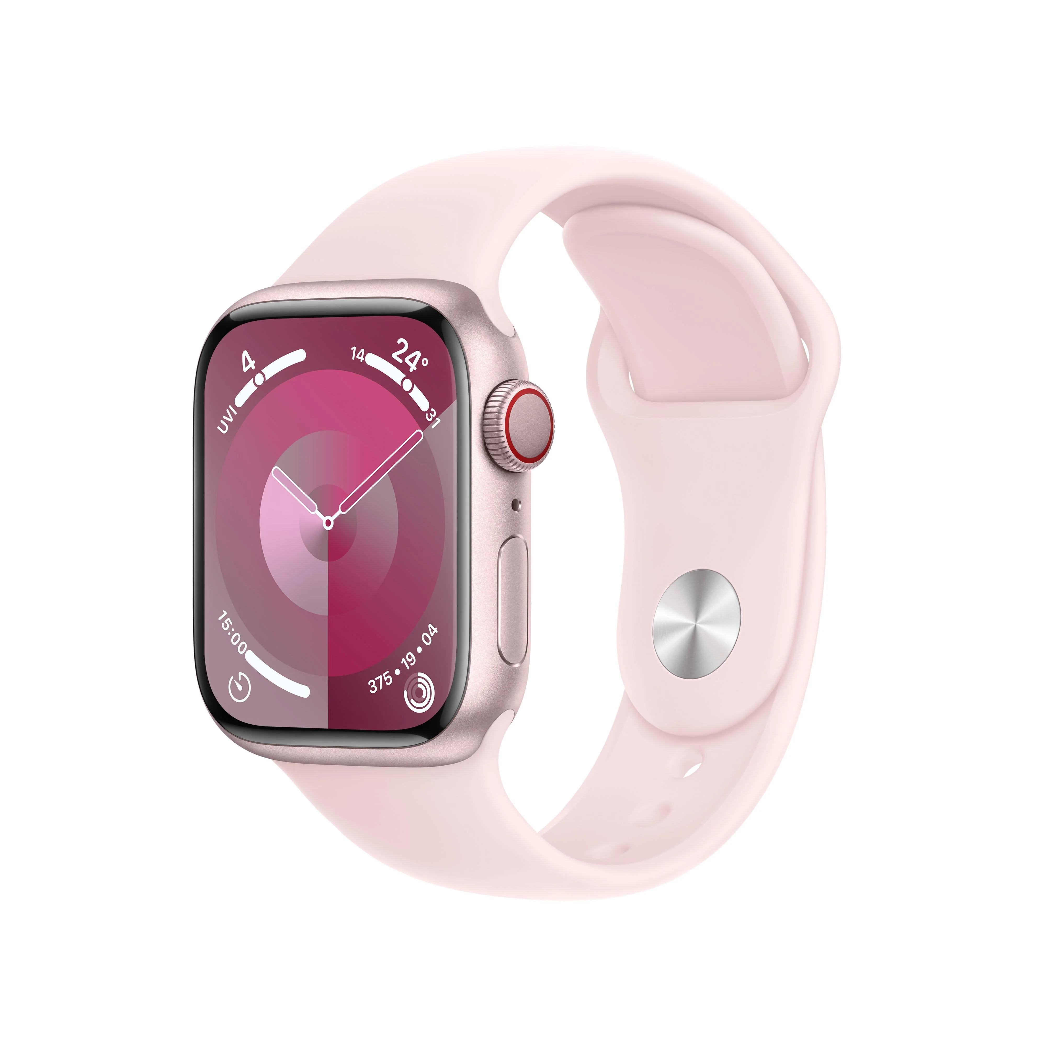 Apple Watch Series 9 GPS + Cellular 41mm Pink Aluminium Case with Light Pink Sport Band - M/L