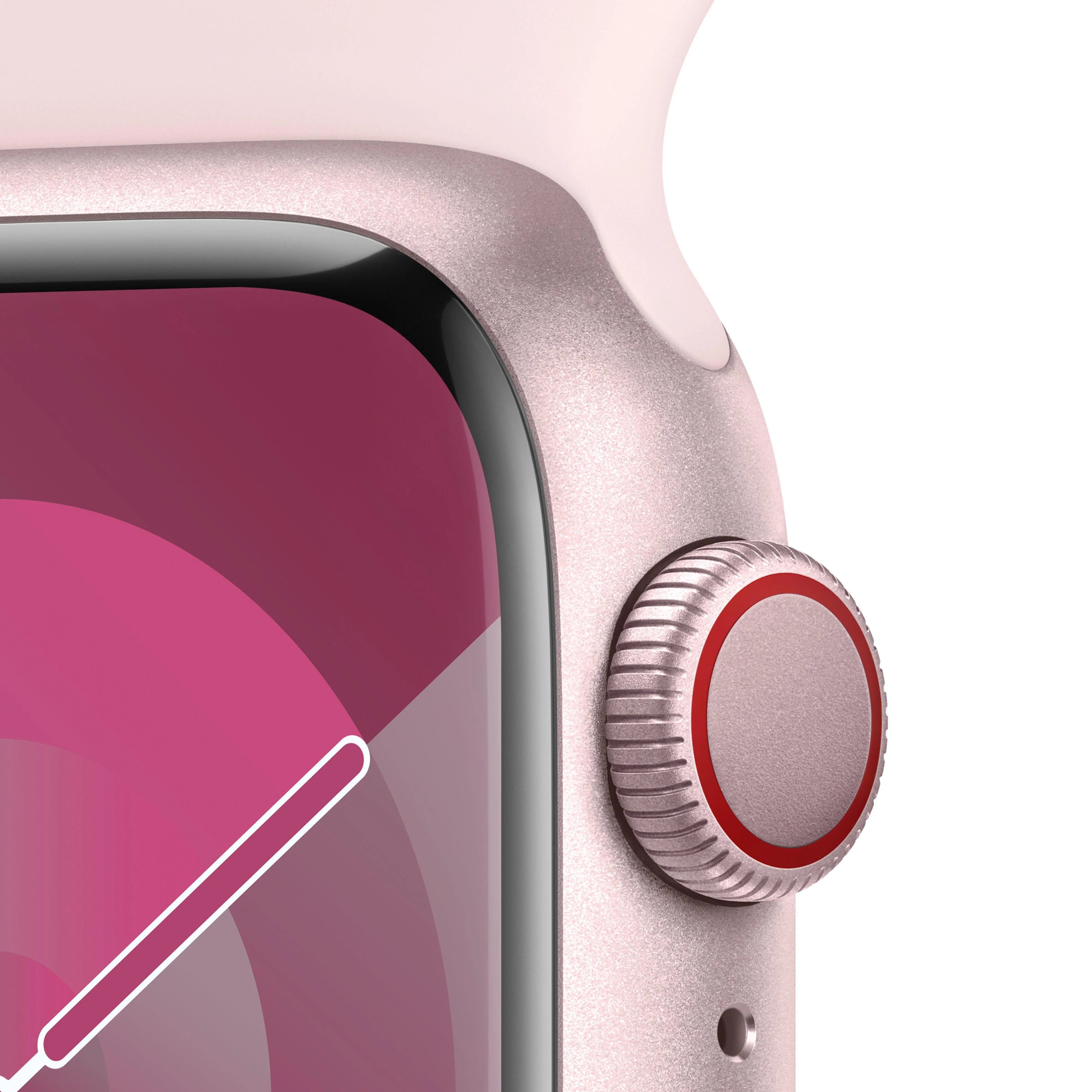 Apple Watch Series 9 GPS + Cellular 41mm Pink Aluminium Case with Light Pink Sport Band - M/L - Image 3