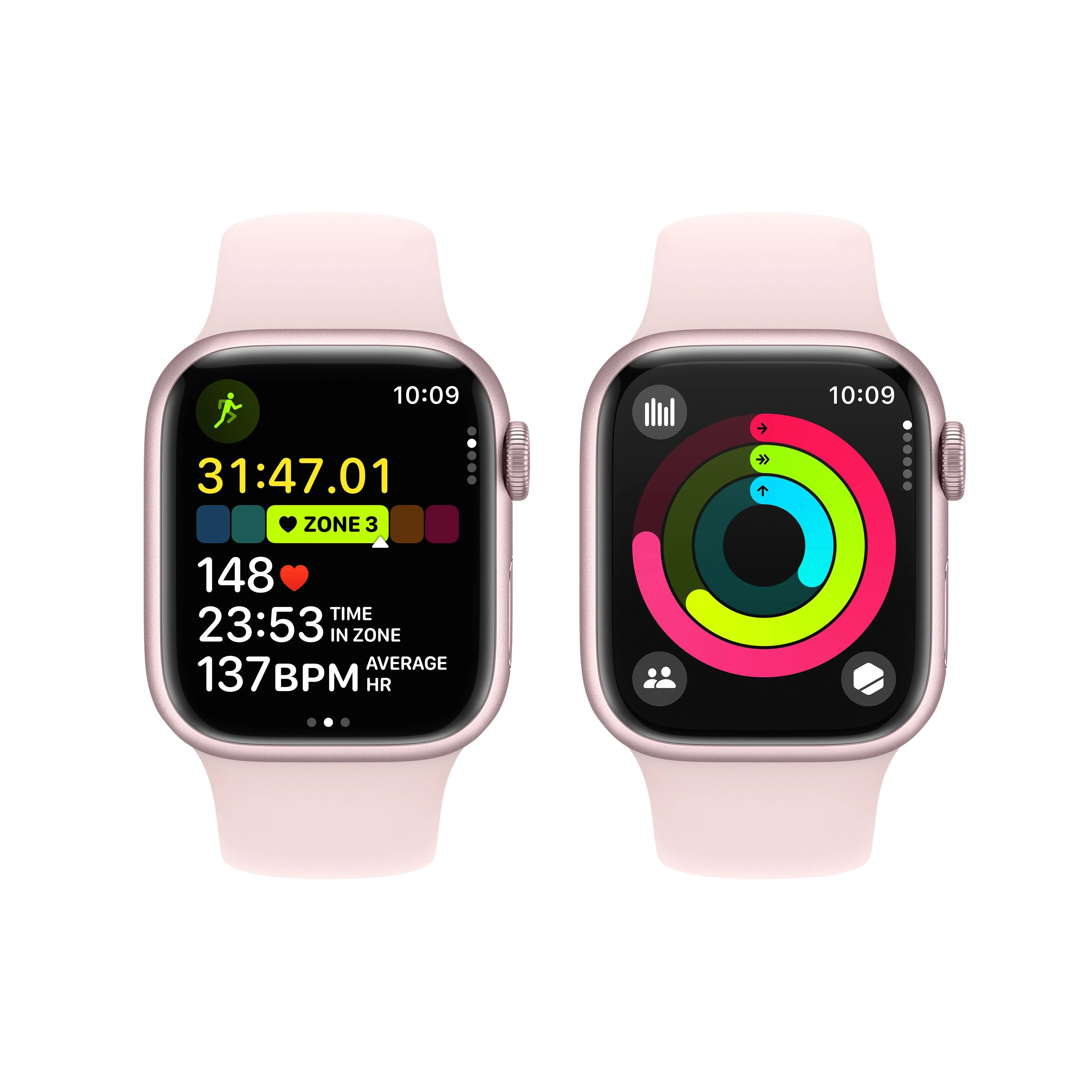 Apple Watch Series 9 GPS + Cellular 41mm Pink Aluminium Case with Light Pink Sport Band - M/L - Image 8