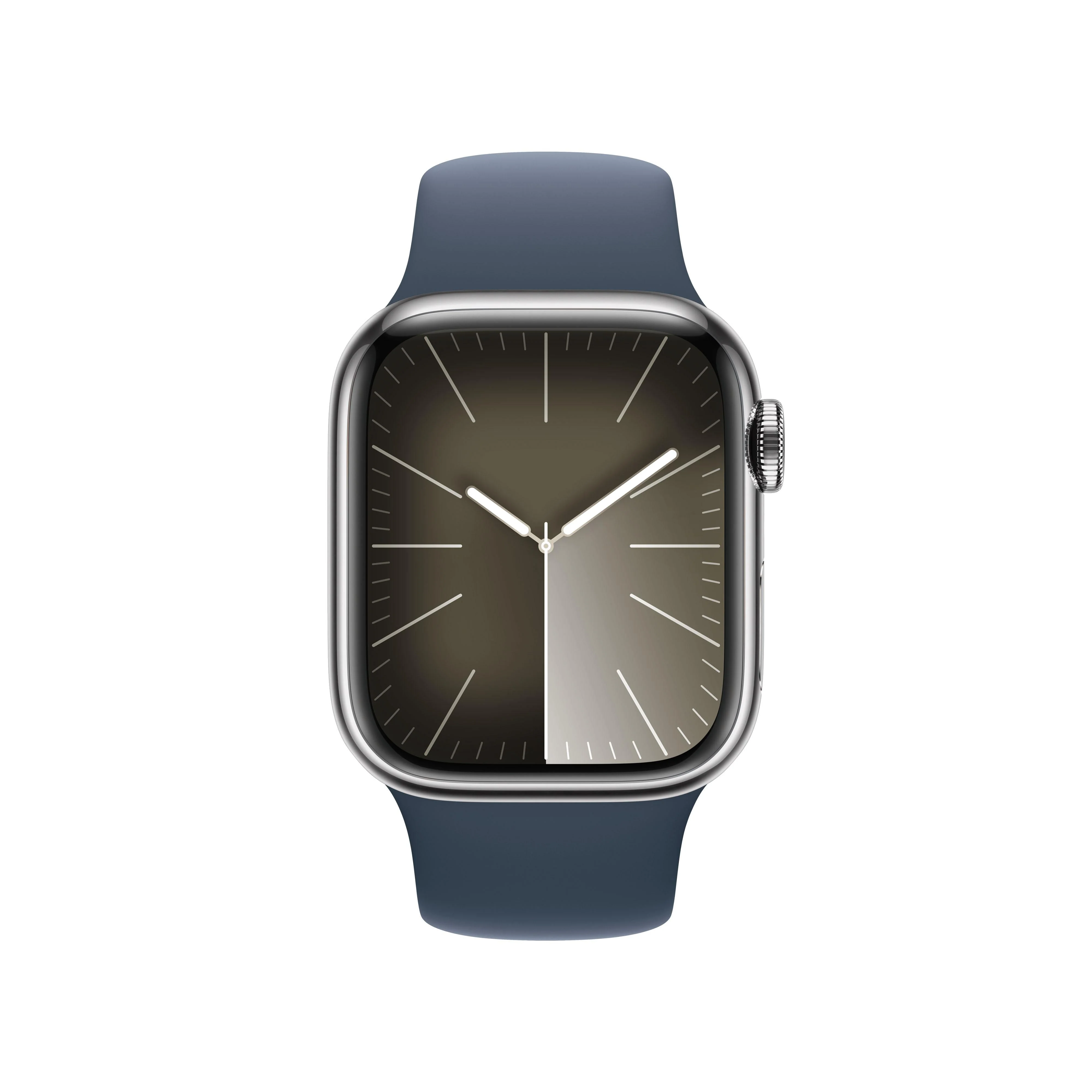 Apple Watch Series 9 GPS + Cellular 41mm Silver Stainless Steel Case with Storm Blue Sport Band - S/M - Image 2