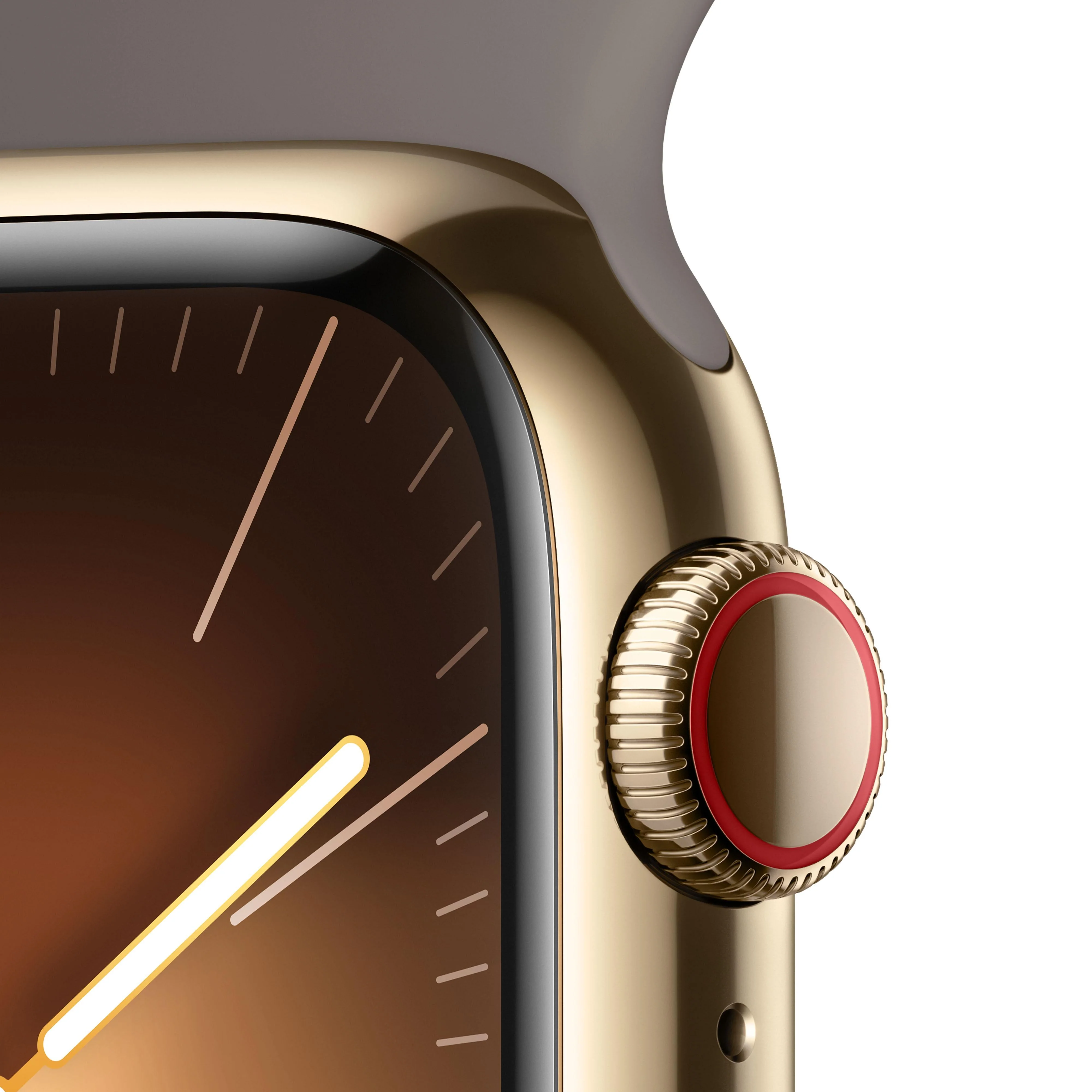 Apple Watch Series 9 GPS + Cellular 41mm Gold Stainless Steel Case with Clay Sport Band - S/M - Image 3