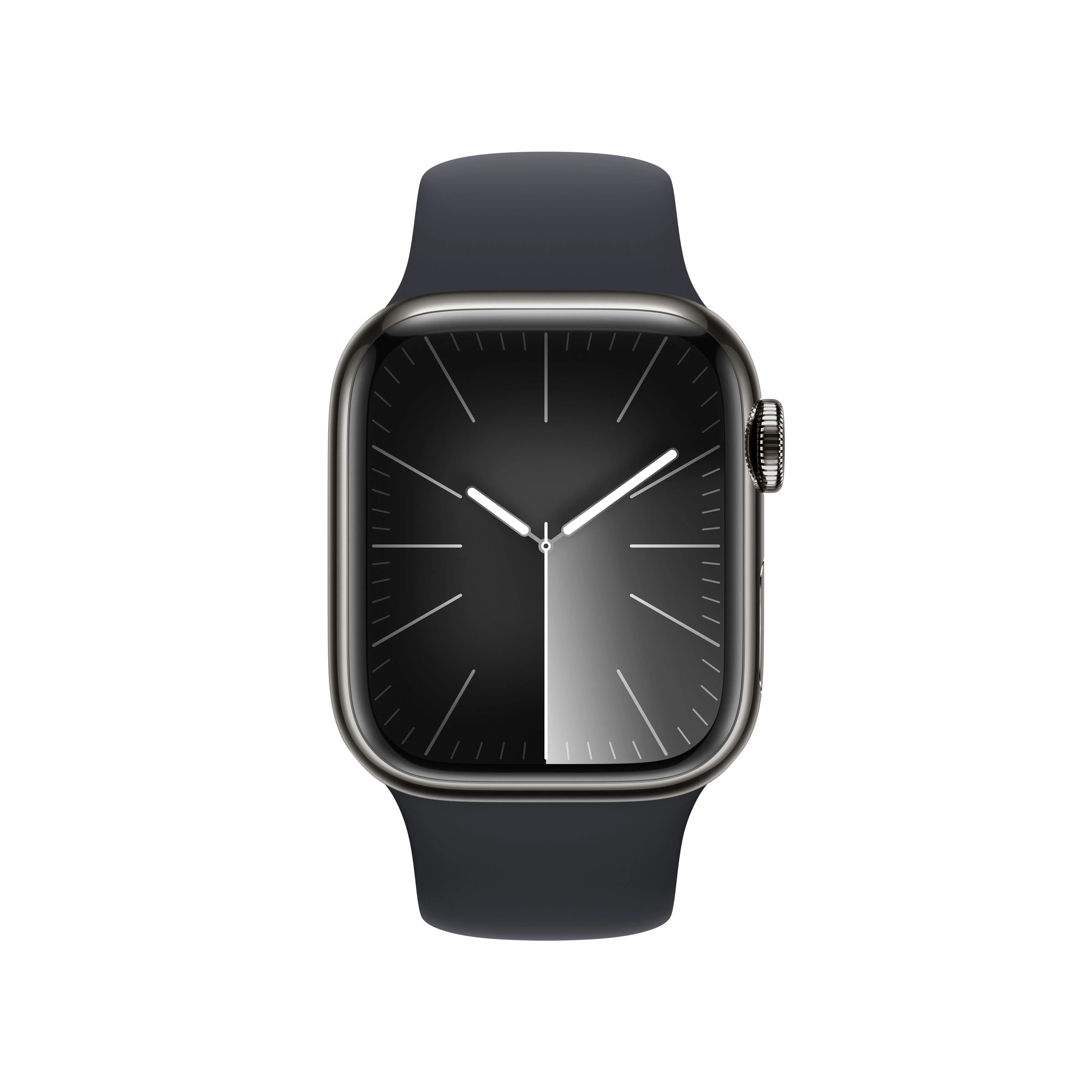 Apple Watch Series 9 GPS + Cellular 41mm Graphite Stainless Steel Case with Midnight Sport Band - S/M - Image 2
